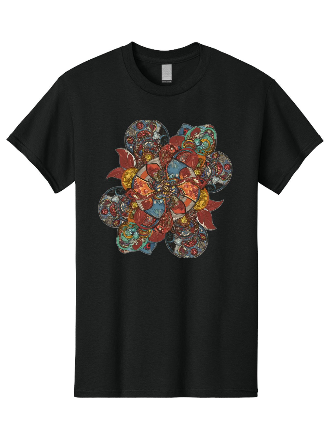 Flower-Mandala Men'S Graphic Tee, 100% Cotton, Comfortable Casual Summer Wear, Machine Washable, Vintage Camera, Old Camera, Antique Camera, Black Camera, Classic Photography, Photography Equipment, Nostalgic Device, Film Camera, Camera Art Bag472 8