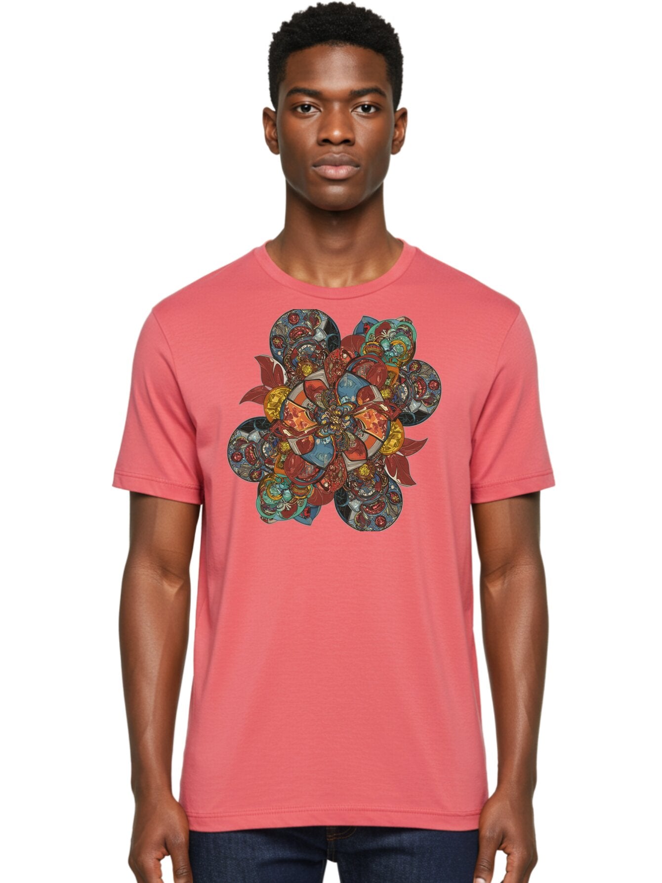 Flower-Mandala Men'S Graphic Tee, 100% Cotton, Comfortable Casual Summer Wear, Machine Washable, Vintage Camera, Old Camera, Antique Camera, Black Camera, Classic Photography, Photography Equipment, Nostalgic Device, Film Camera, Camera Art Bag472 17