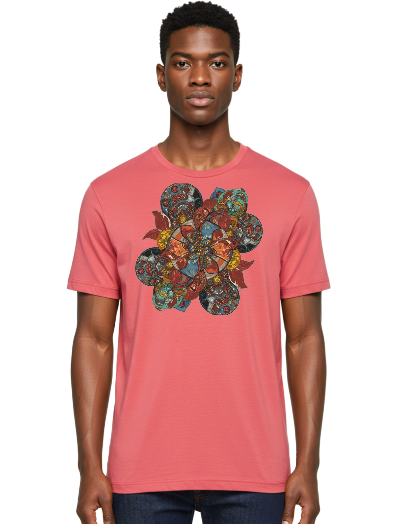 Flower-Mandala Men'S Graphic Tee, 100% Cotton, Comfortable Casual Summer Wear, Machine Washable, Vintage Camera, Old Camera, Antique Camera, Black Camera, Classic Photography, Photography Equipment, Nostalgic Device, Film Camera, Camera Art Bag472 29