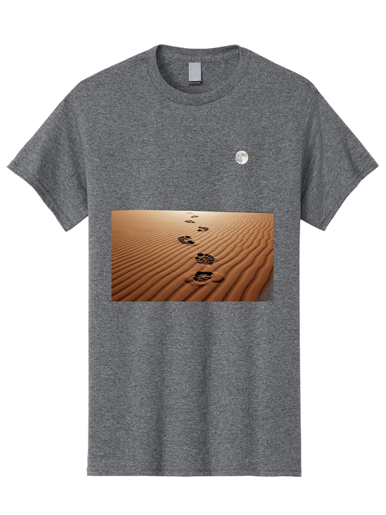 Footprints-In-Sand-Under-Moon Men'S Graphic Tee, 100% Cotton, Comfortable Casual Summer Wear, Machine Washable, Vintage Camera, Old Camera, Antique Camera, Black Camera, Classic Photography, Photography Equipment, Nostalgic Device, Bag487 9