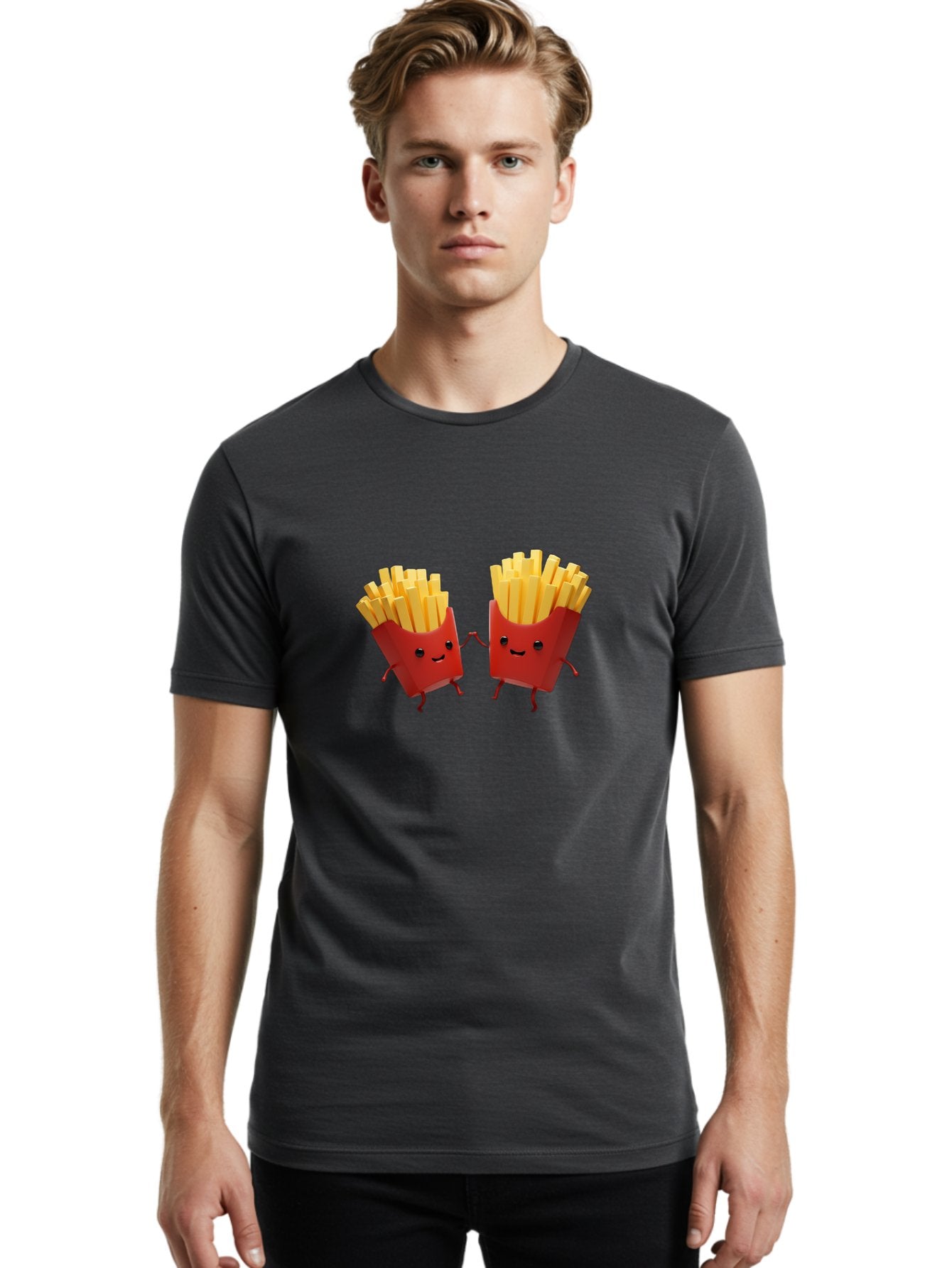 Fries-Characters Men'S Graphic Tee, 100% Cotton, Comfortable Casual Summer Wear, Machine Washable, Vintage Camera, Old Camera, Antique Camera, Black Camera, Classic Photography, Photography Equipment, Nostalgic Device, Film Camera, Camera Art Bag496 19