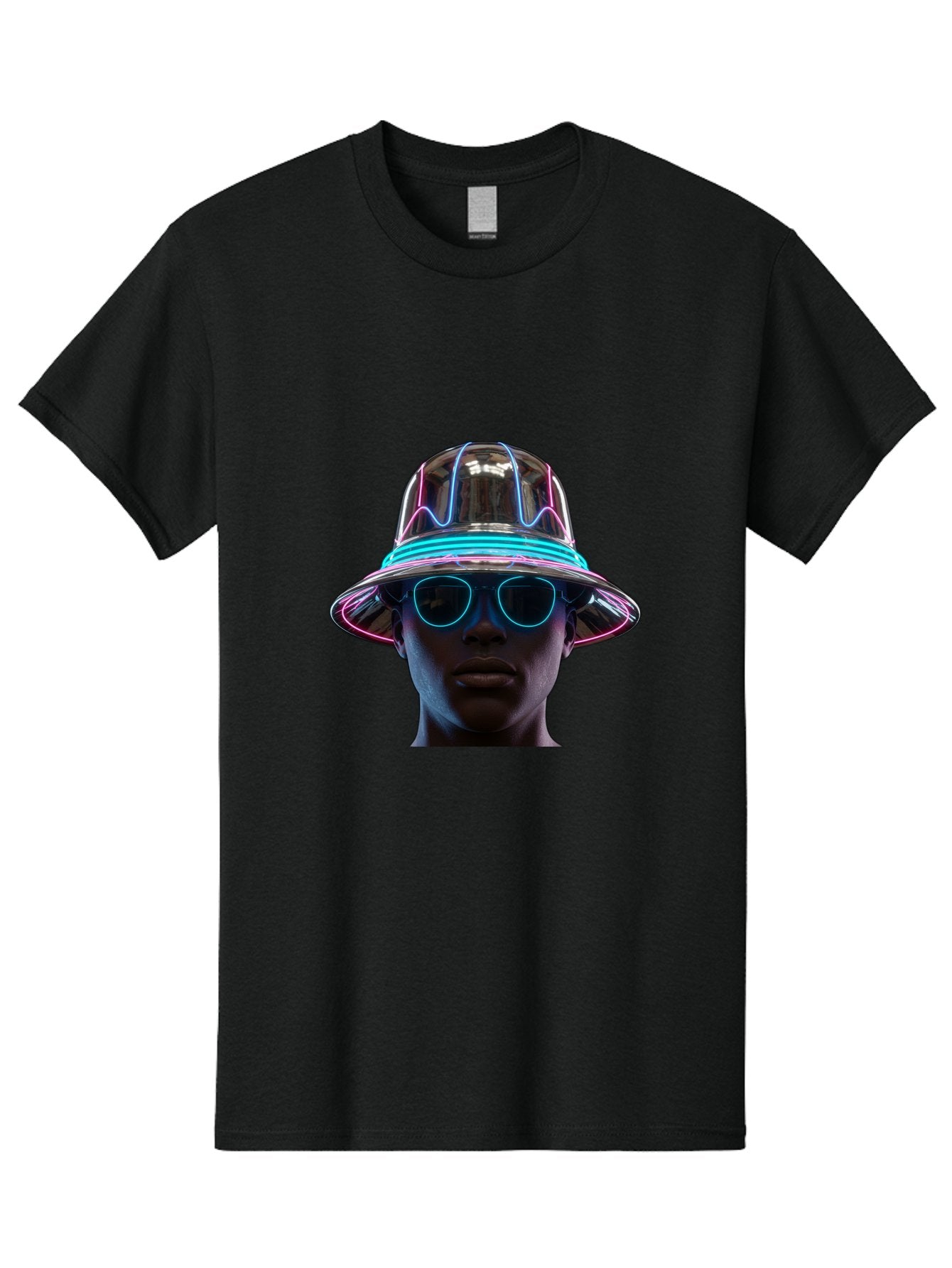 Futuristic-Hat-Portrait Men'S Graphic Tee, 100% Cotton, Comfortable Casual Summer Wear, Machine Washable, Vintage Camera, Old Camera, Antique Camera, Black Camera, Classic Photography, Photography Equipment, Nostalgic Device, Film Camera, Bag508 11