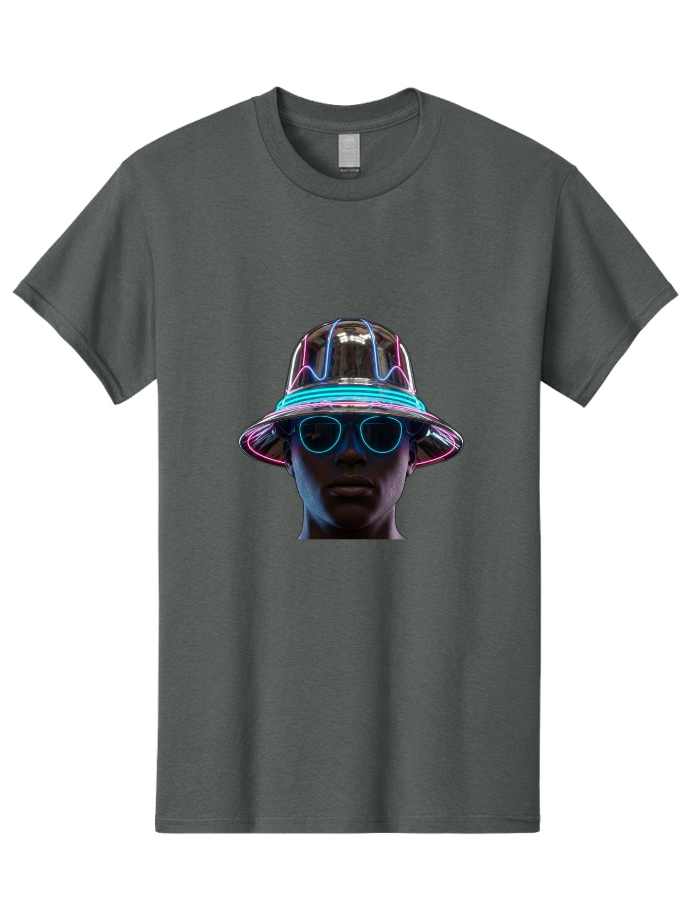 Futuristic-Hat-Portrait Men'S Graphic Tee, 100% Cotton, Comfortable Casual Summer Wear, Machine Washable, Vintage Camera, Old Camera, Antique Camera, Black Camera, Classic Photography, Photography Equipment, Nostalgic Device, Film Camera, Bag508 15