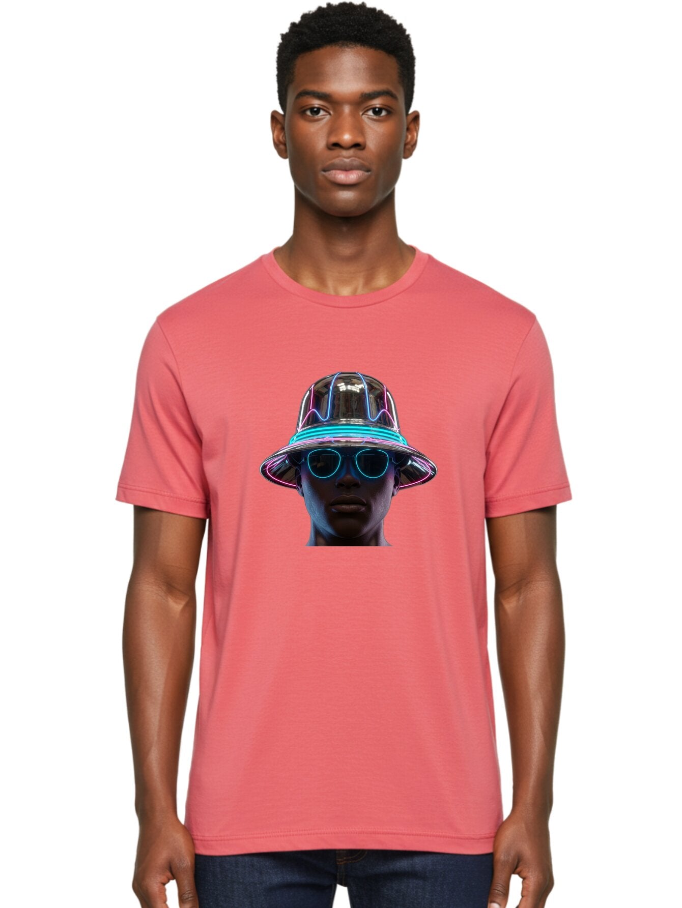 Futuristic-Hat-Portrait Men'S Graphic Tee, 100% Cotton, Comfortable Casual Summer Wear, Machine Washable, Vintage Camera, Old Camera, Antique Camera, Black Camera, Classic Photography, Photography Equipment, Nostalgic Device, Film Camera, Bag508 29