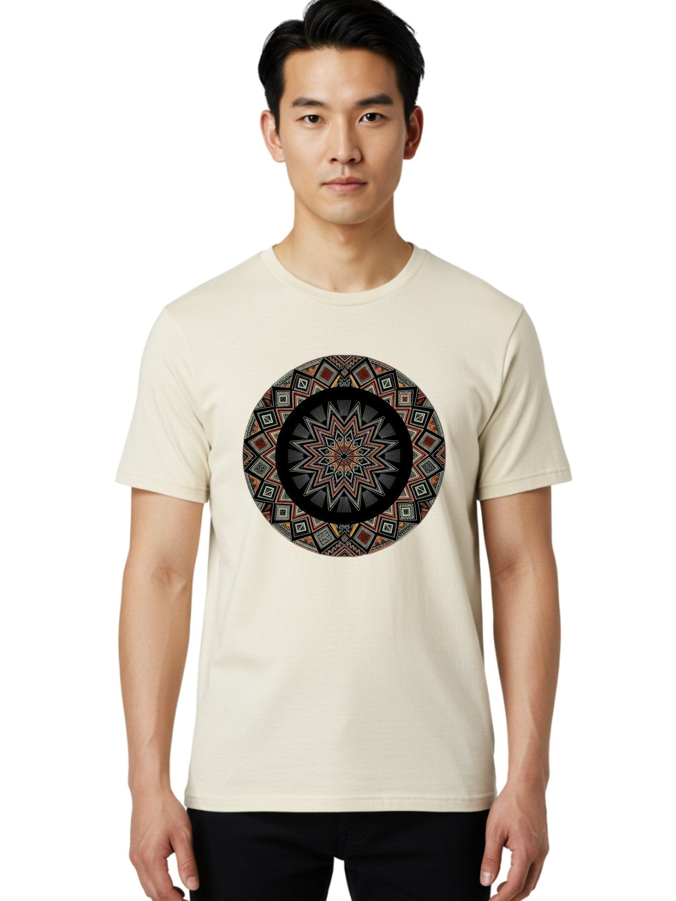 Geometric-Mandala Men'S Graphic Tee, 100% Cotton, Comfortable Casual Summer Wear, Machine Washable, Vintage Camera, Old Camera, Antique Camera, Black Camera, Classic Photography, Photography Equipment, Nostalgic Device, Film Camera, Camera Art Bag518 17
