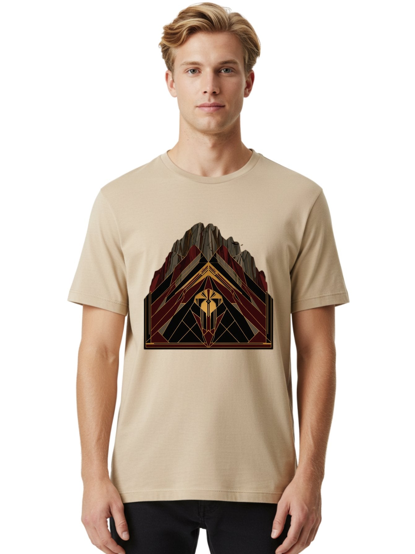 Geometric-Mountain-Design Men'S Graphic Tee, 100% Cotton, Comfortable Casual Summer Wear, Machine Washable, Vintage Camera, Old Camera, Antique Camera, Black Camera, Classic Photography, Photography Equipment, Nostalgic Device, Film Camera, Bag519 19