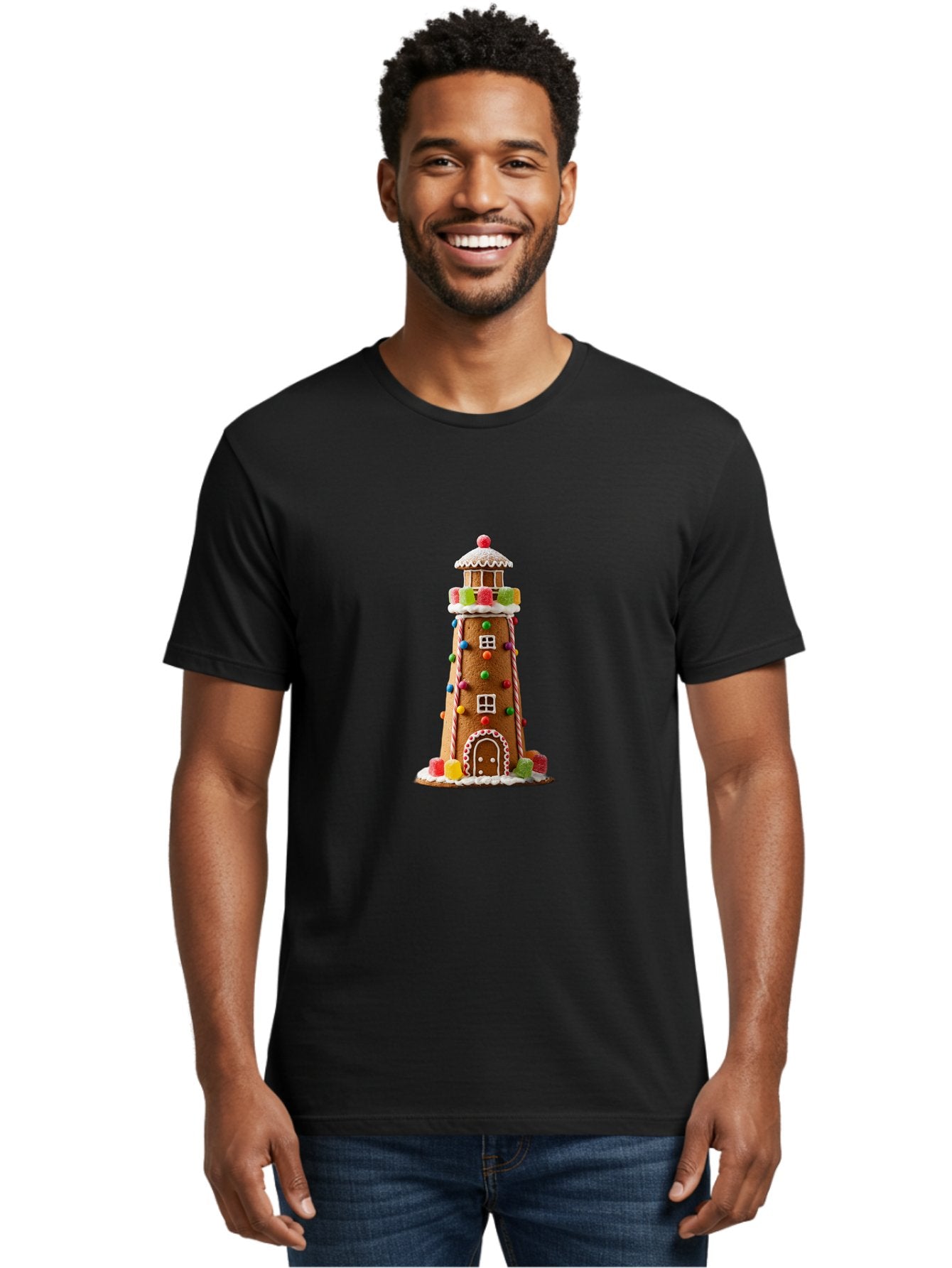 Gingerbread-Lighthouse Men'S Graphic Tee, 100% Cotton, Comfortable Casual Summer Wear, Machine Washable, Vintage Camera, Old Camera, Antique Camera, Black Camera, Classic Photography, Photography Equipment, Nostalgic Device, Film Camera, Bag528 30