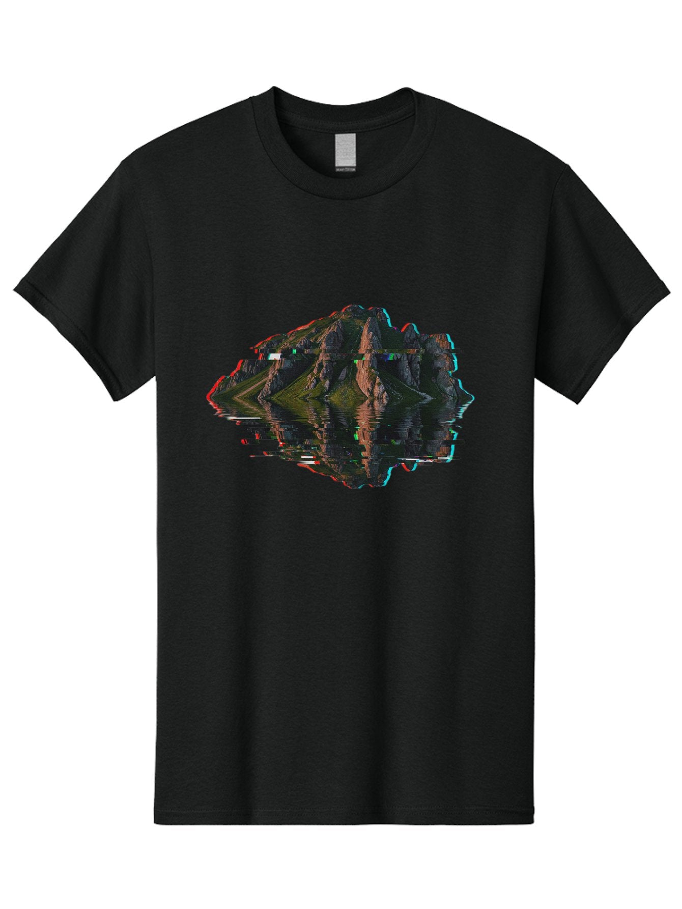 Glitching-Mountain-Landscape Men'S Graphic Tee, 100% Cotton, Comfortable Casual Summer Wear, Machine Washable, Vintage Camera, Old Camera, Antique Camera, Black Camera, Classic Photography, Photography Equipment, Nostalgic Device, Film Camera, Bag533 15
