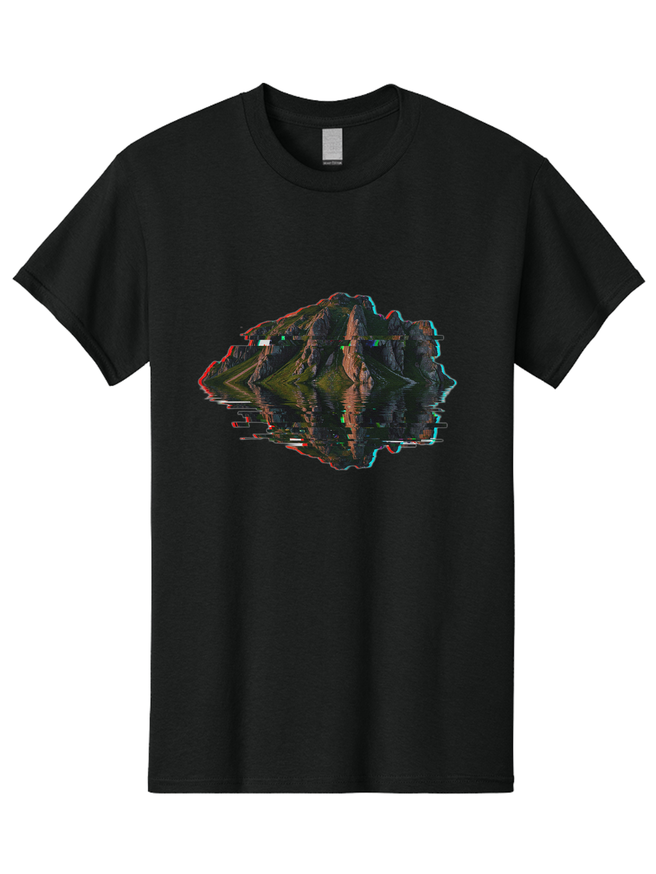 Glitching-Mountain-Landscape Men'S Graphic Tee, 100% Cotton, Comfortable Casual Summer Wear, Machine Washable, Vintage Camera, Old Camera, Antique Camera, Black Camera, Classic Photography, Photography Equipment, Nostalgic Device, Film Camera, Bag533