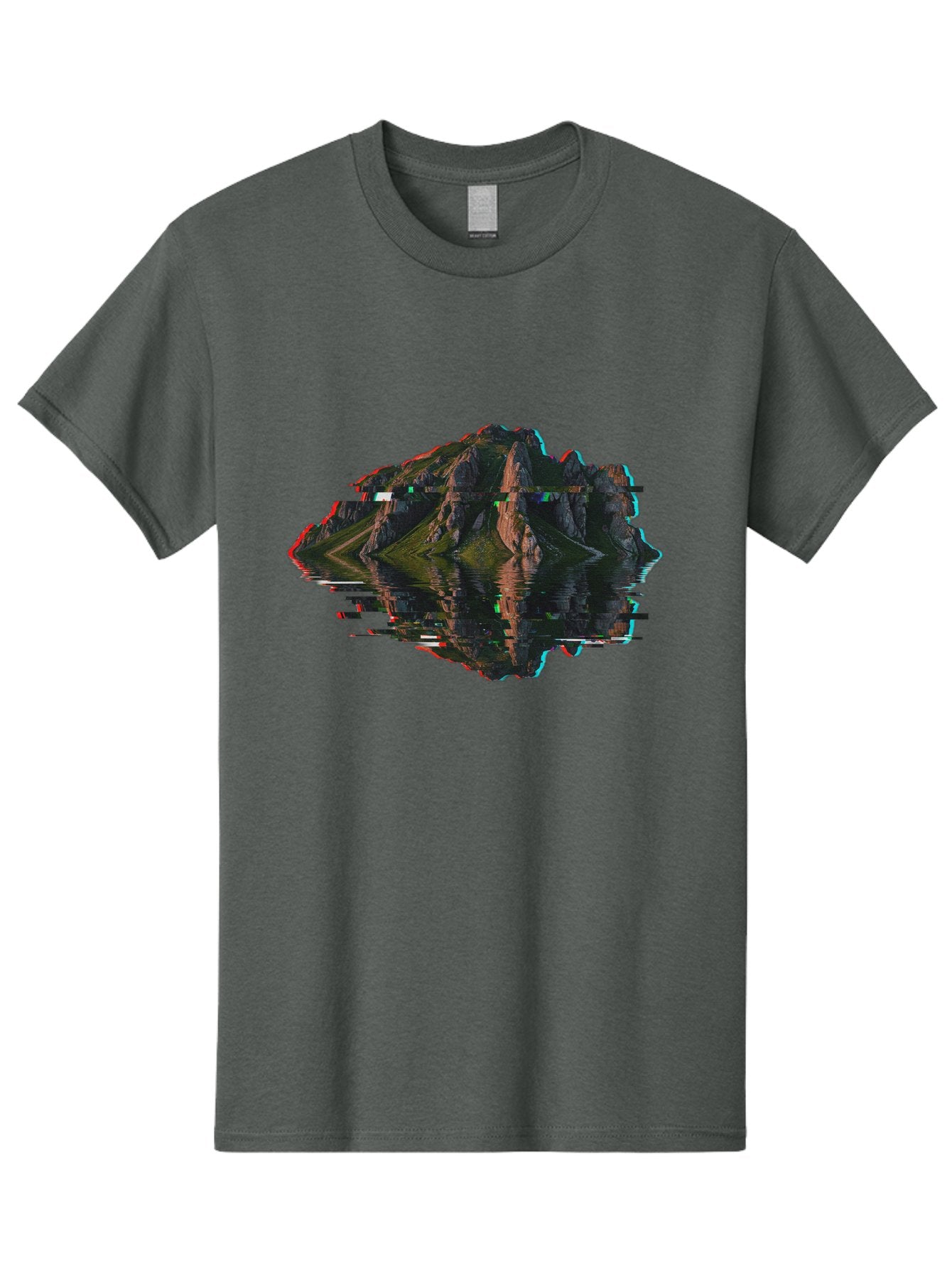 Glitching-Mountain-Landscape Men'S Graphic Tee, 100% Cotton, Comfortable Casual Summer Wear, Machine Washable, Vintage Camera, Old Camera, Antique Camera, Black Camera, Classic Photography, Photography Equipment, Nostalgic Device, Film Camera, Bag533 10