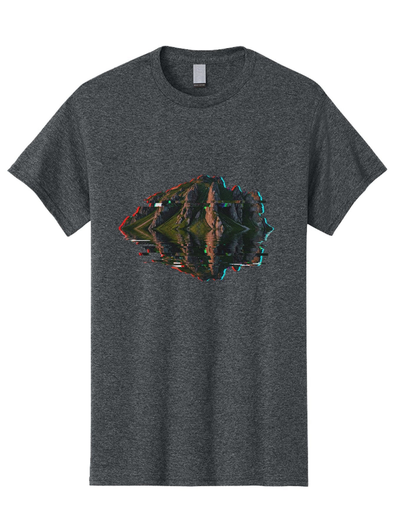 Glitching-Mountain-Landscape Men'S Graphic Tee, 100% Cotton, Comfortable Casual Summer Wear, Machine Washable, Vintage Camera, Old Camera, Antique Camera, Black Camera, Classic Photography, Photography Equipment, Nostalgic Device, Film Camera, Bag533
