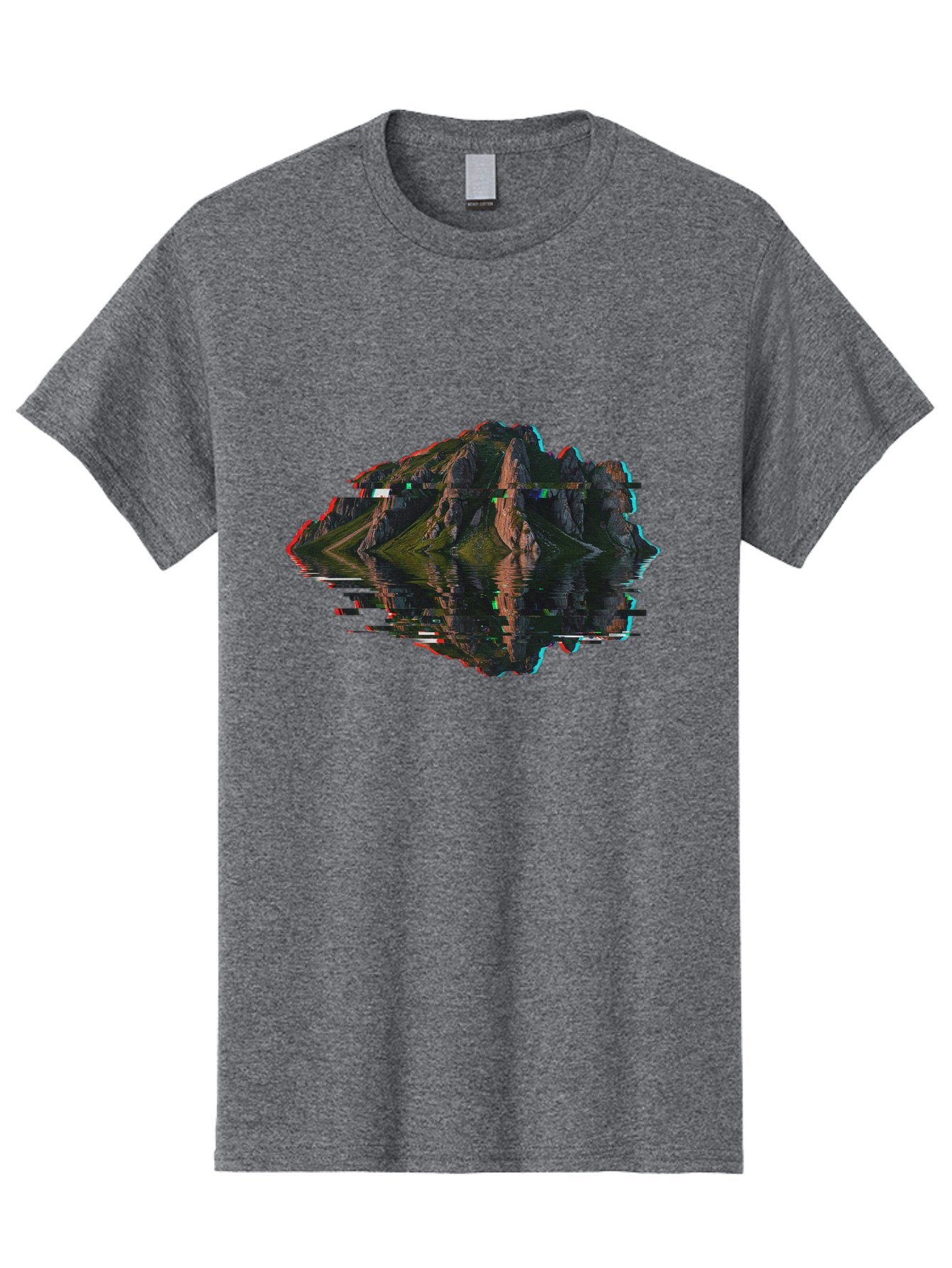 Glitching-Mountain-Landscape Men'S Graphic Tee, 100% Cotton, Comfortable Casual Summer Wear, Machine Washable, Vintage Camera, Old Camera, Antique Camera, Black Camera, Classic Photography, Photography Equipment, Nostalgic Device, Film Camera, Bag533 7