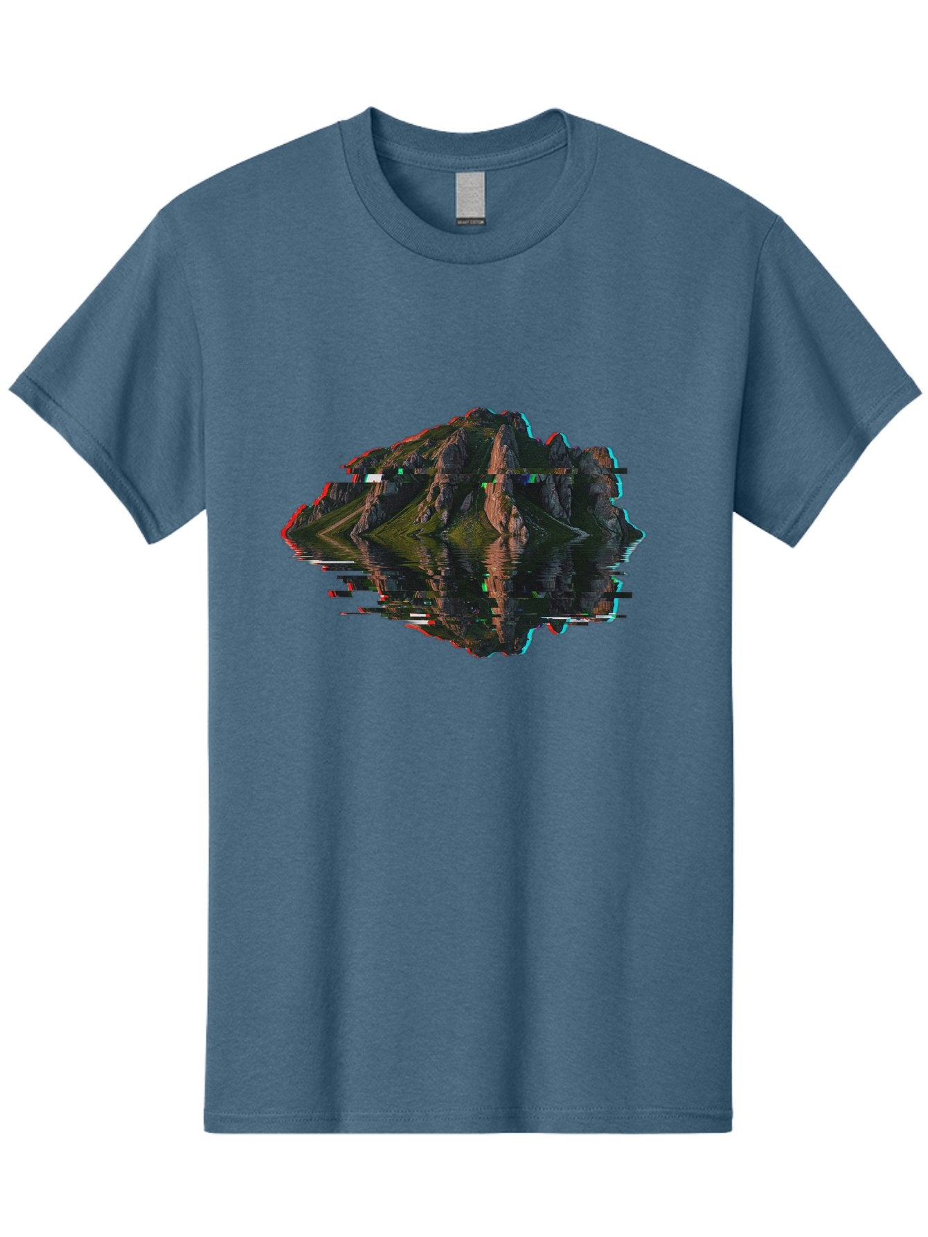 Glitching-Mountain-Landscape Men'S Graphic Tee, 100% Cotton, Comfortable Casual Summer Wear, Machine Washable, Vintage Camera, Old Camera, Antique Camera, Black Camera, Classic Photography, Photography Equipment, Nostalgic Device, Film Camera, Bag533 4
