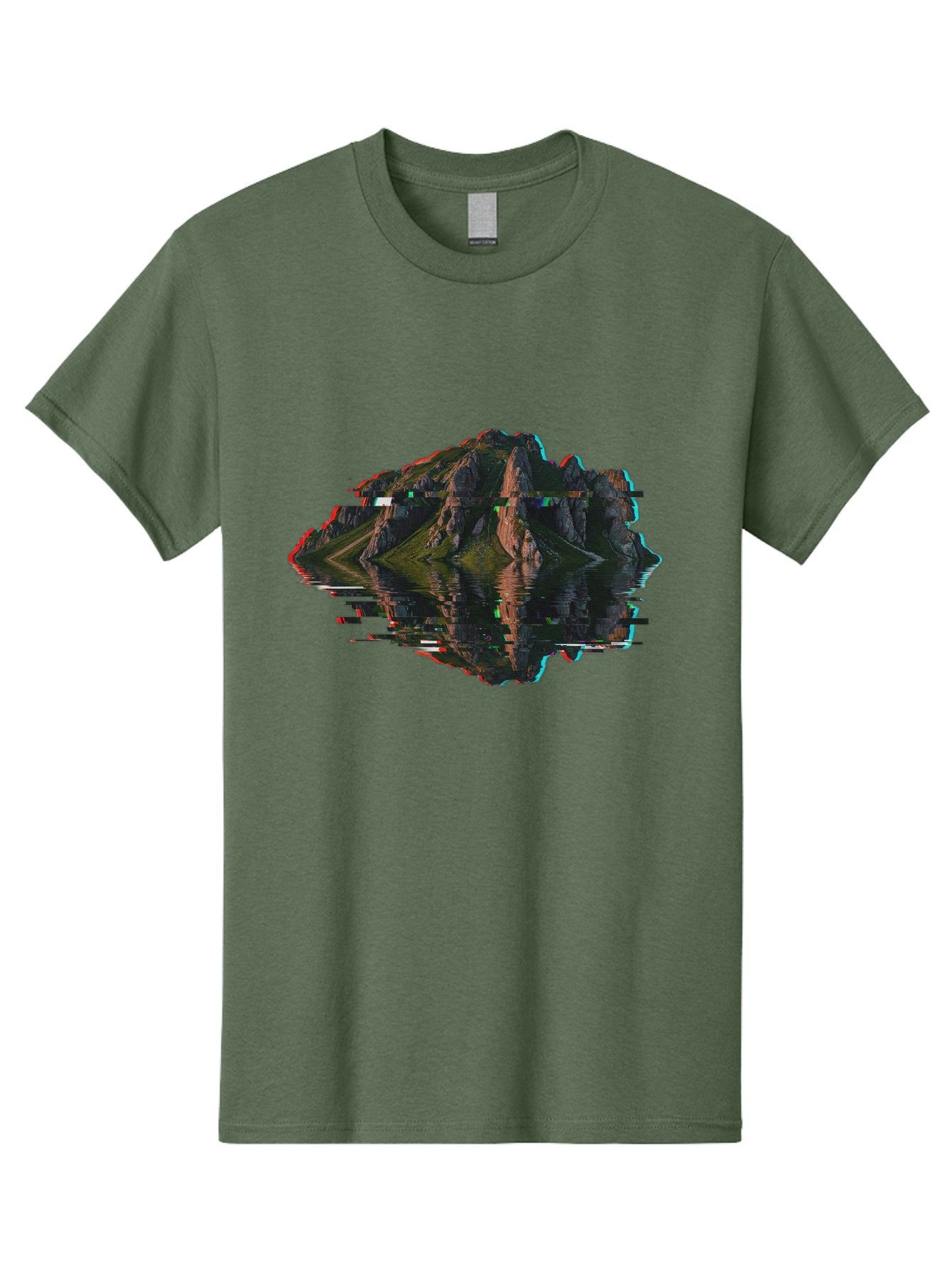 Glitching-Mountain-Landscape Men'S Graphic Tee, 100% Cotton, Comfortable Casual Summer Wear, Machine Washable, Vintage Camera, Old Camera, Antique Camera, Black Camera, Classic Photography, Photography Equipment, Nostalgic Device, Film Camera, Bag533 8