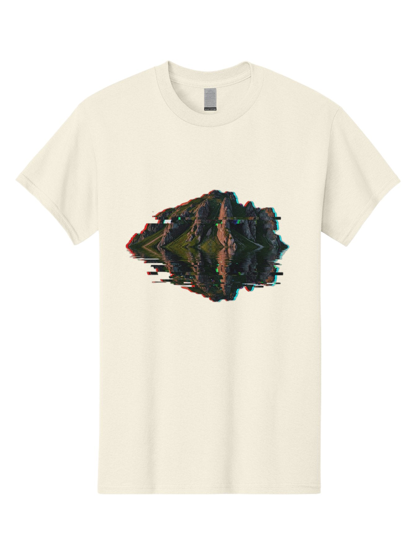 Glitching-Mountain-Landscape Men'S Graphic Tee, 100% Cotton, Comfortable Casual Summer Wear, Machine Washable, Vintage Camera, Old Camera, Antique Camera, Black Camera, Classic Photography, Photography Equipment, Nostalgic Device, Film Camera, Bag533
