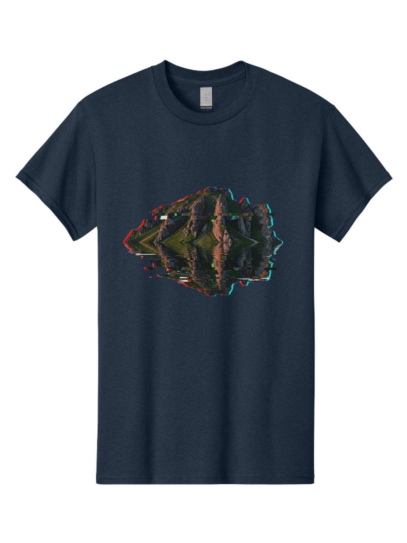 Glitching-Mountain-Landscape Men'S Graphic Tee, 100% Cotton, Comfortable Casual Summer Wear, Machine Washable, Vintage Camera, Old Camera, Antique Camera, Black Camera, Classic Photography, Photography Equipment, Nostalgic Device, Film Camera, Bag533 14