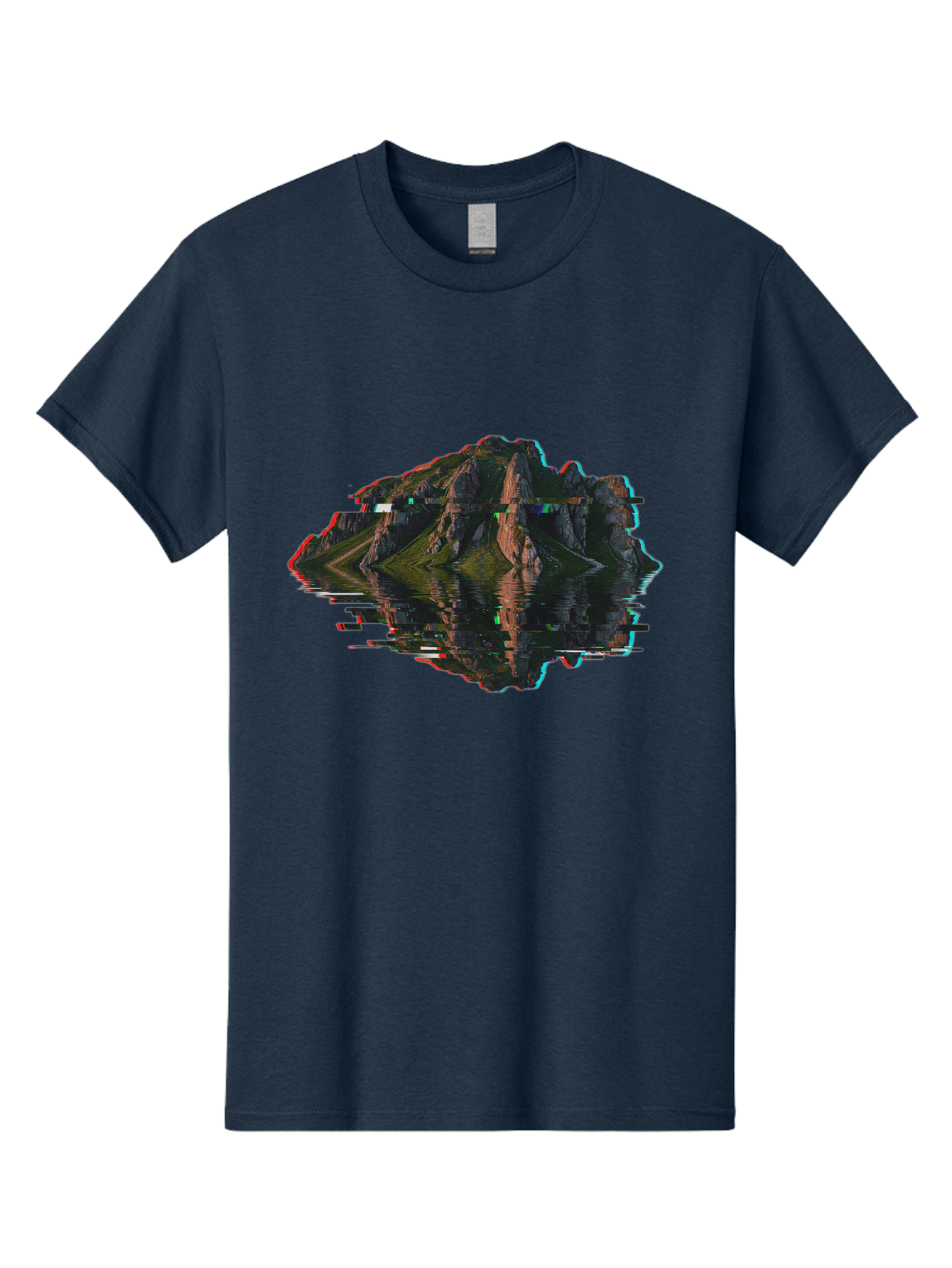 Glitching-Mountain-Landscape Men'S Graphic Tee, 100% Cotton, Comfortable Casual Summer Wear, Machine Washable, Vintage Camera, Old Camera, Antique Camera, Black Camera, Classic Photography, Photography Equipment, Nostalgic Device, Film Camera, Bag533
