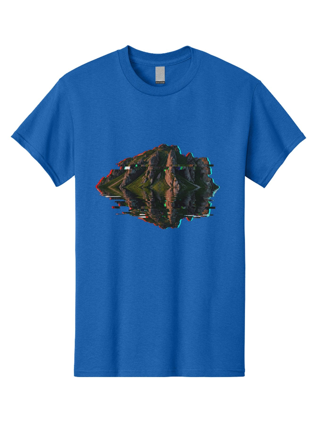 Glitching-Mountain-Landscape Men'S Graphic Tee, 100% Cotton, Comfortable Casual Summer Wear, Machine Washable, Vintage Camera, Old Camera, Antique Camera, Black Camera, Classic Photography, Photography Equipment, Nostalgic Device, Film Camera, Bag533 9