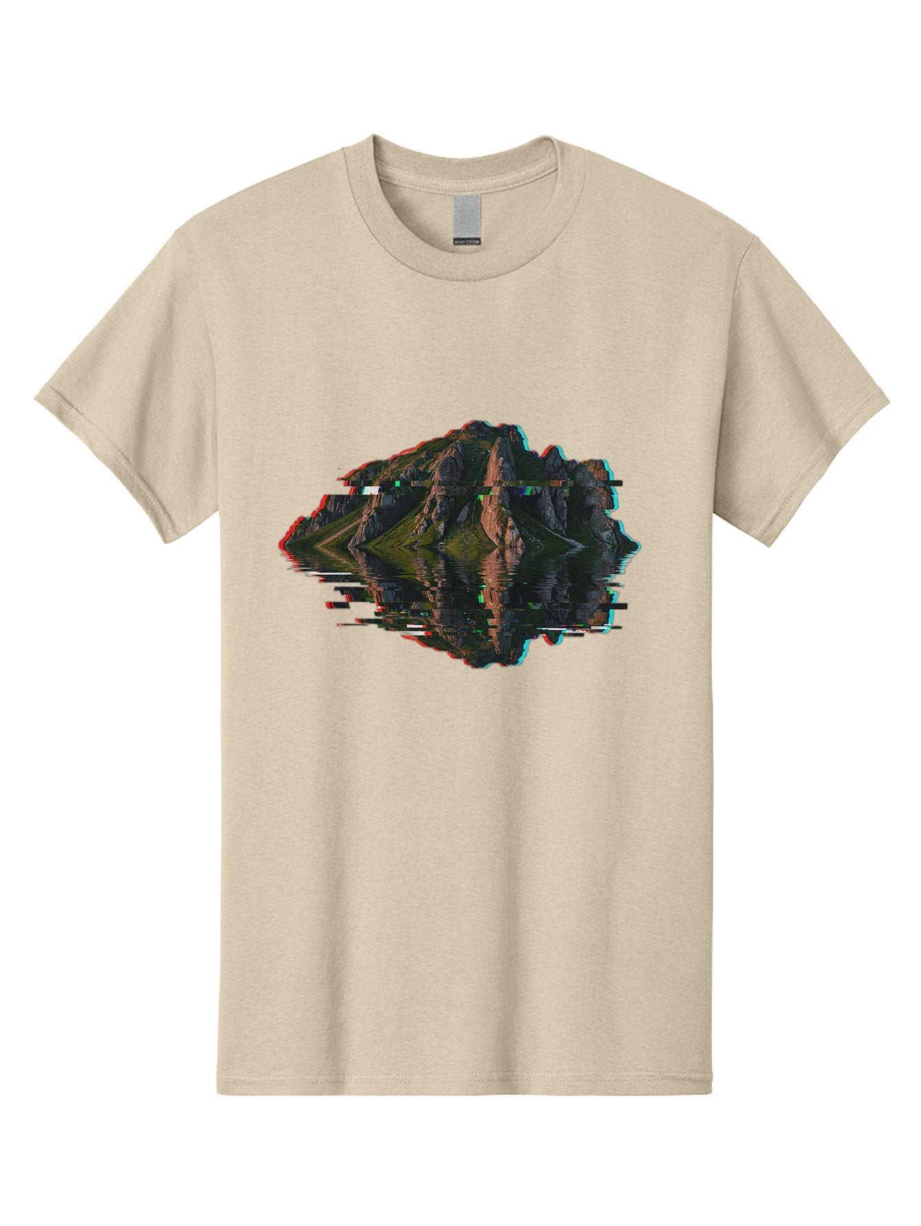 Glitching-Mountain-Landscape Men'S Graphic Tee, 100% Cotton, Comfortable Casual Summer Wear, Machine Washable, Vintage Camera, Old Camera, Antique Camera, Black Camera, Classic Photography, Photography Equipment, Nostalgic Device, Film Camera, Bag533 3