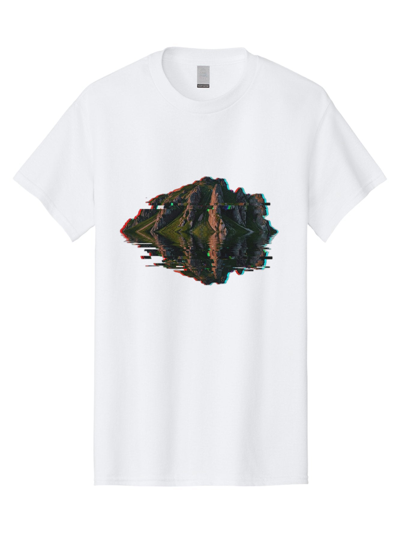 Glitching-Mountain-Landscape Men'S Graphic Tee, 100% Cotton, Comfortable Casual Summer Wear, Machine Washable, Vintage Camera, Old Camera, Antique Camera, Black Camera, Classic Photography, Photography Equipment, Nostalgic Device, Film Camera, Bag533 12