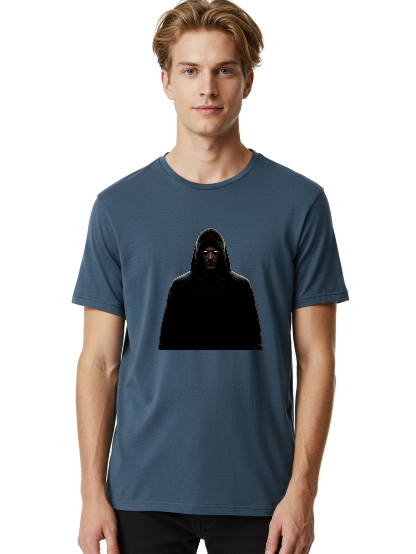 Glowing-Eyes-Hooded-Figure Men'S Graphic Tee, 100% Cotton, Comfortable Casual Summer Wear, Machine Washable, Vintage Camera, Old Camera, Antique Camera, Black Camera, Classic Photography, Photography Equipment, Nostalgic Device, Film Camera, Bag535 25