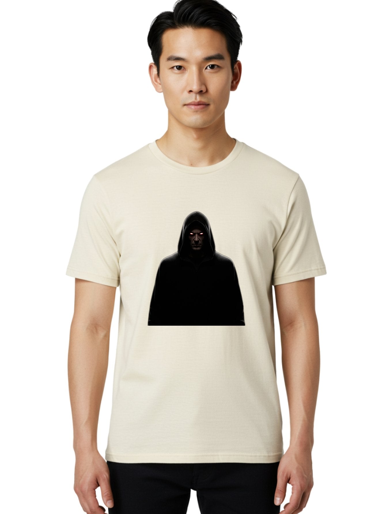 Glowing-Eyes-Hooded-Figure Men'S Graphic Tee, 100% Cotton, Comfortable Casual Summer Wear, Machine Washable, Vintage Camera, Old Camera, Antique Camera, Black Camera, Classic Photography, Photography Equipment, Nostalgic Device, Film Camera, Bag535 30