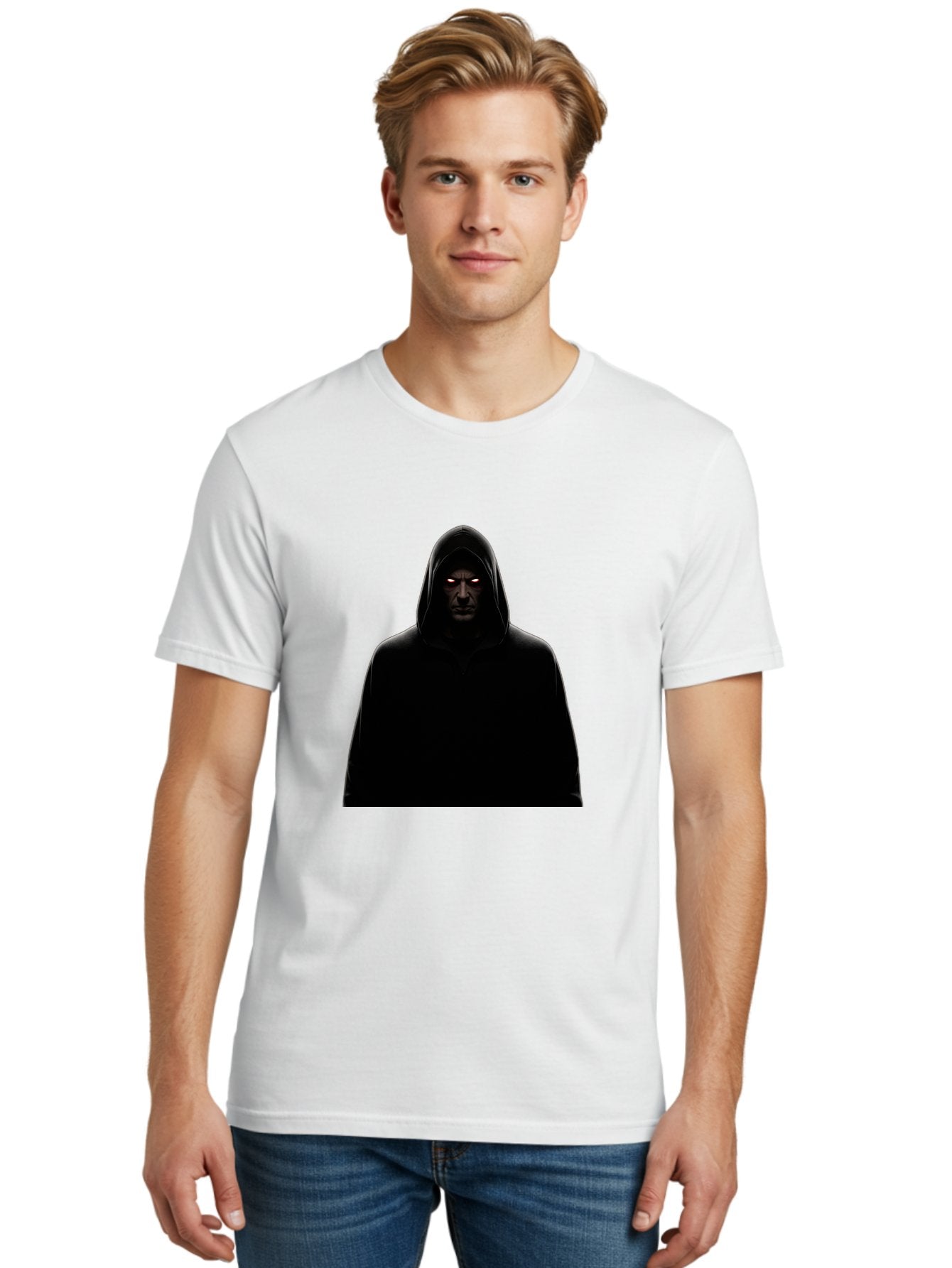 Glowing-Eyes-Hooded-Figure Men'S Graphic Tee, 100% Cotton, Comfortable Casual Summer Wear, Machine Washable, Vintage Camera, Old Camera, Antique Camera, Black Camera, Classic Photography, Photography Equipment, Nostalgic Device, Film Camera, Bag535 23