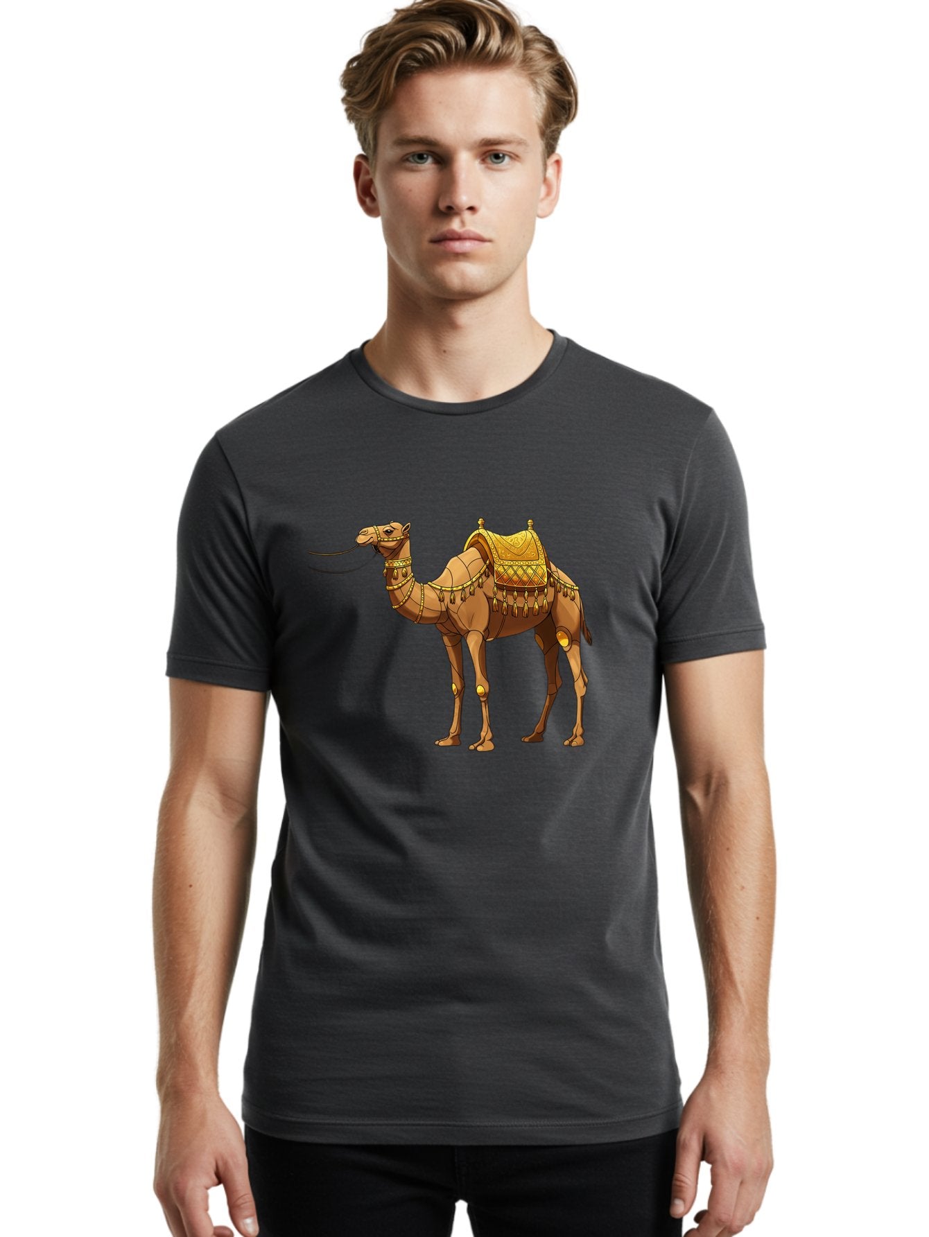 Golden-Camel-1 Men'S Graphic Tee, 100% Cotton, Comfortable Casual Summer Wear, Machine Washable, Vintage Camera, Old Camera, Antique Camera, Black Camera, Classic Photography, Photography Equipment, Nostalgic Device, Film Camera, Camera Art Bag546 17