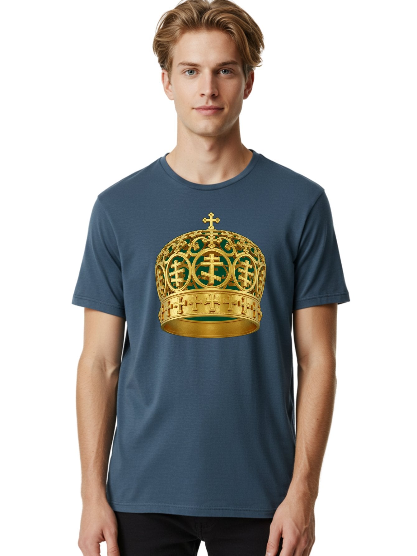 Golden-Cross-Crown Men'S Graphic Tee, 100% Cotton, Comfortable Casual Summer Wear, Machine Washable, Vintage Camera, Old Camera, Antique Camera, Black Camera, Classic Photography, Photography Equipment, Nostalgic Device, Film Camera, Bag549 23