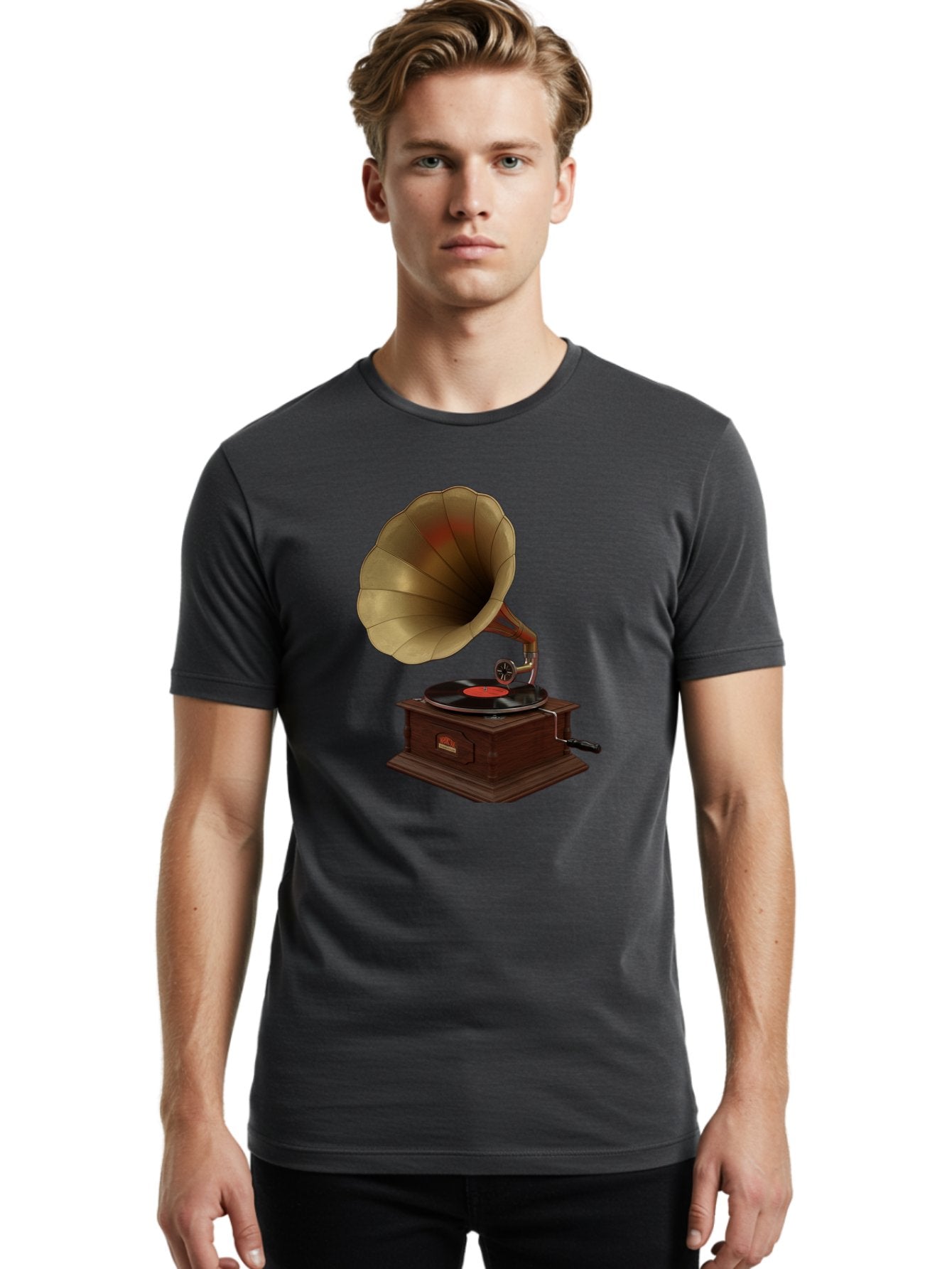 Gramophone Men'S Graphic Tee, 100% Cotton, Comfortable Casual Summer Wear, Machine Washable, Vintage Camera, Old Camera, Antique Camera, Black Camera, Classic Photography, Photography Equipment, Nostalgic Device, Film Camera, Camera Art Bag563 16