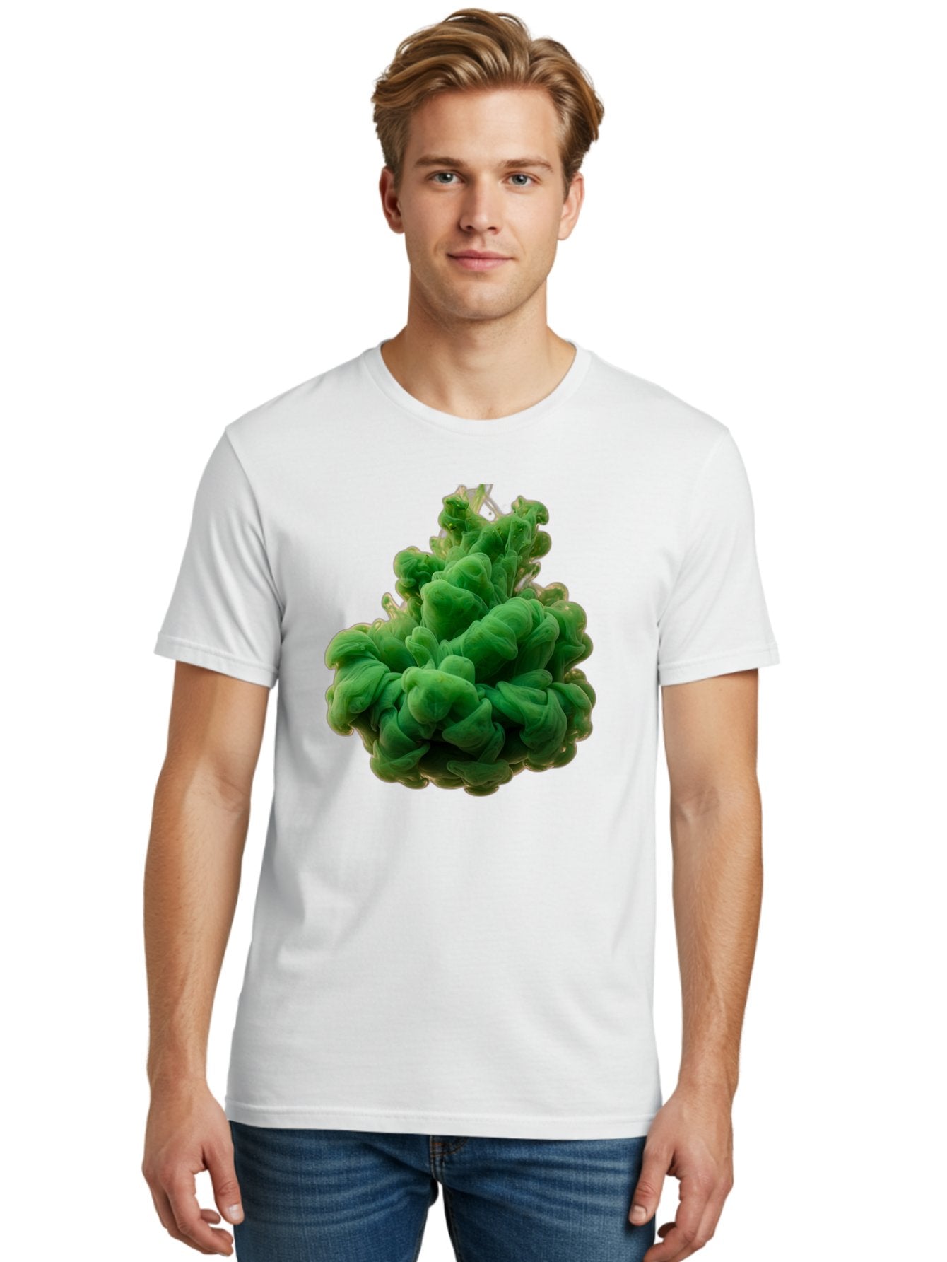 Green-Ink-Splash Men'S Graphic Tee, 100% Cotton, Comfortable Casual Summer Wear, Machine Washable, Vintage Camera, Old Camera, Antique Camera, Black Camera, Classic Photography, Photography Equipment, Nostalgic Device, Film Camera, Camera Art Bag568 30