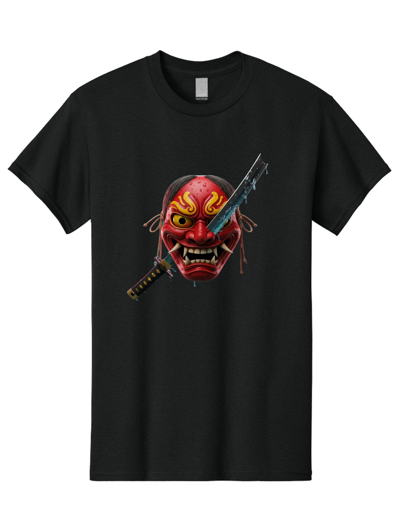 Hannya-Mask-With-Katana Men'S Graphic Tee, 100% Cotton, Comfortable Casual Summer Wear, Machine Washable, Vintage Camera, Old Camera, Antique Camera, Black Camera, Classic Photography, Photography Equipment, Nostalgic Device, Film Camera, Bag581 3