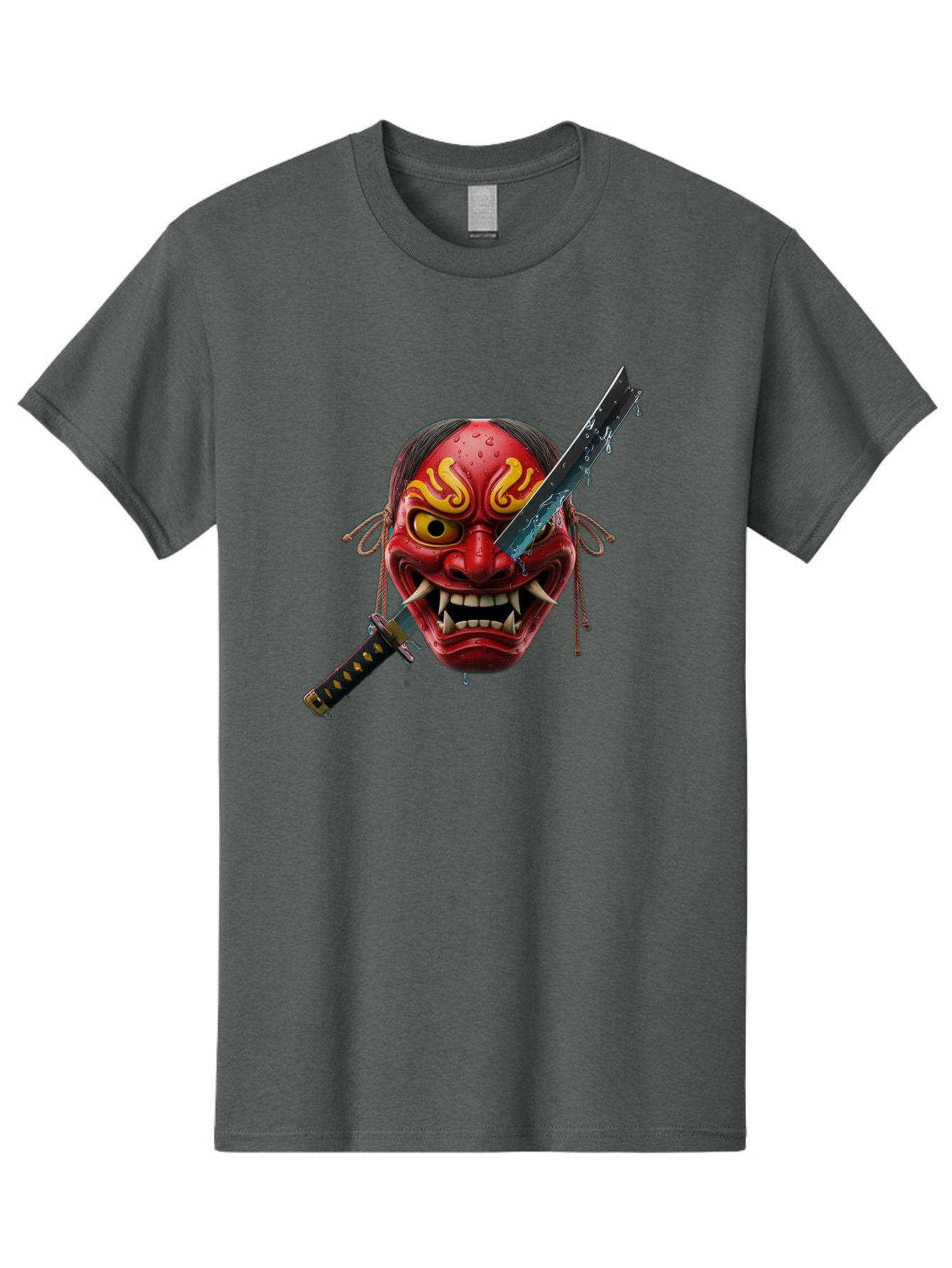 Hannya-Mask-With-Katana Men'S Graphic Tee, 100% Cotton, Comfortable Casual Summer Wear, Machine Washable, Vintage Camera, Old Camera, Antique Camera, Black Camera, Classic Photography, Photography Equipment, Nostalgic Device, Film Camera, Bag581