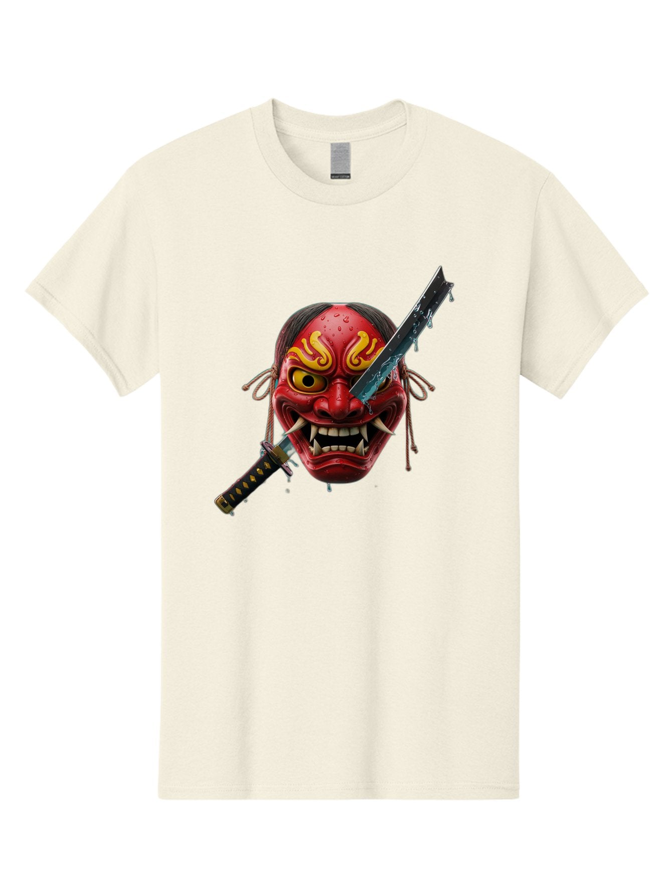 Hannya-Mask-With-Katana Men'S Graphic Tee, 100% Cotton, Comfortable Casual Summer Wear, Machine Washable, Vintage Camera, Old Camera, Antique Camera, Black Camera, Classic Photography, Photography Equipment, Nostalgic Device, Film Camera, Bag581 8