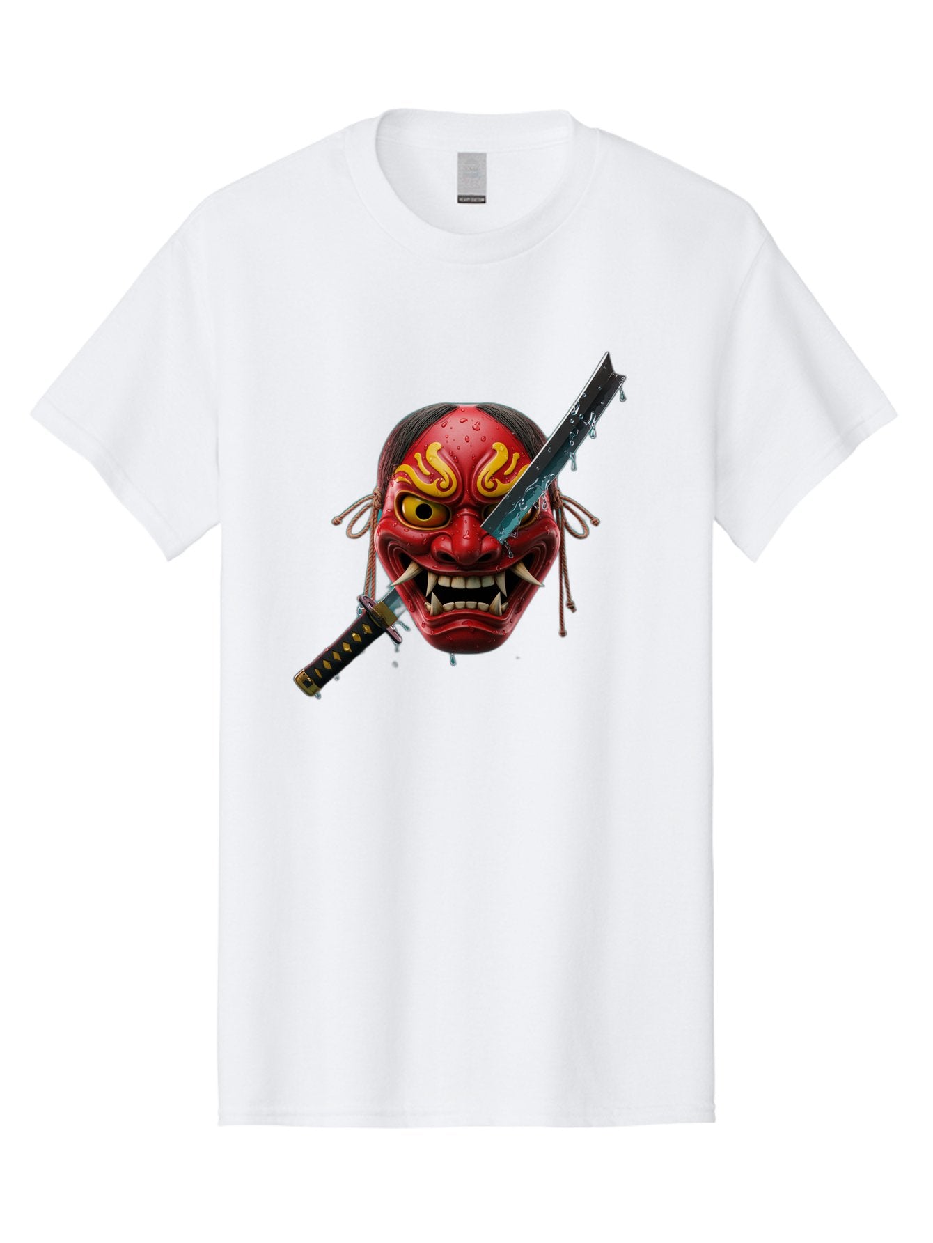 Hannya-Mask-With-Katana Men'S Graphic Tee, 100% Cotton, Comfortable Casual Summer Wear, Machine Washable, Vintage Camera, Old Camera, Antique Camera, Black Camera, Classic Photography, Photography Equipment, Nostalgic Device, Film Camera, Bag581 5