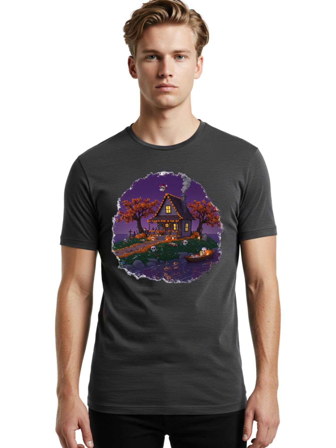 Haunted-House-1 Men'S Graphic Tee, 100% Cotton, Comfortable Casual Summer Wear, Machine Washable, Vintage Camera, Old Camera, Antique Camera, Black Camera, Classic Photography, Photography Equipment, Nostalgic Device, Film Camera, Camera Art Bag583 22