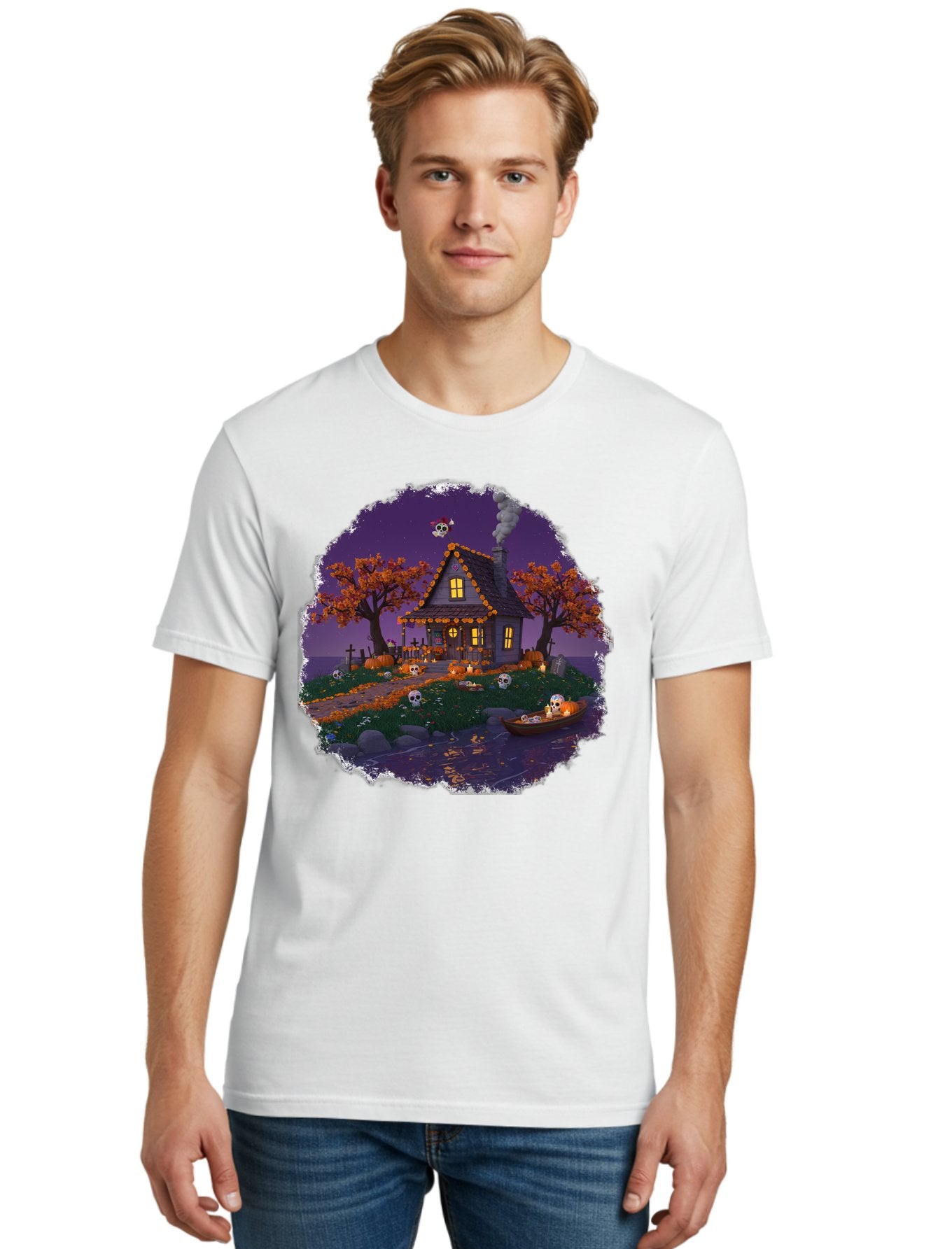 Haunted-House-1 Men'S Graphic Tee, 100% Cotton, Comfortable Casual Summer Wear, Machine Washable, Vintage Camera, Old Camera, Antique Camera, Black Camera, Classic Photography, Photography Equipment, Nostalgic Device, Film Camera, Camera Art Bag583 25