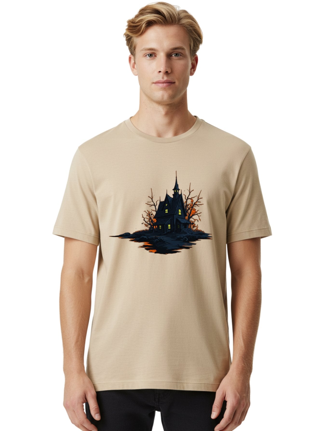 Haunted-House Men'S Graphic Tee, 100% Cotton, Comfortable Casual Summer Wear, Machine Washable, Vintage Camera, Old Camera, Antique Camera, Black Camera, Classic Photography, Photography Equipment, Nostalgic Device, Film Camera, Camera Art Bag584 29