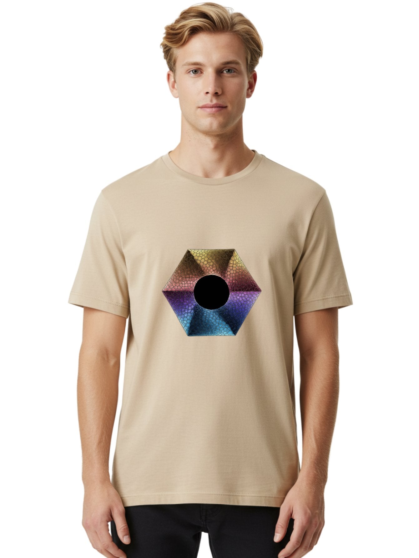 Hexagonal-Shape Men'S Graphic Tee, 100% Cotton, Comfortable Casual Summer Wear, Machine Washable, Vintage Camera, Old Camera, Antique Camera, Black Camera, Classic Photography, Photography Equipment, Nostalgic Device, Film Camera, Camera Art Bag592 28