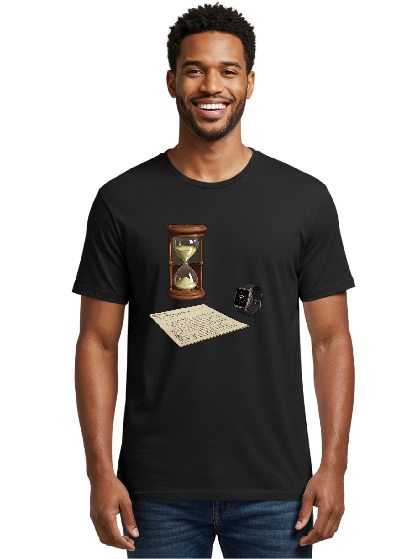 Hourglass-Watch-Letter Men'S Graphic Tee, 100% Cotton, Comfortable Casual Summer Wear, Machine Washable, Vintage Camera, Old Camera, Antique Camera, Black Camera, Classic Photography, Photography Equipment, Nostalgic Device, Film Camera, Bag597 20