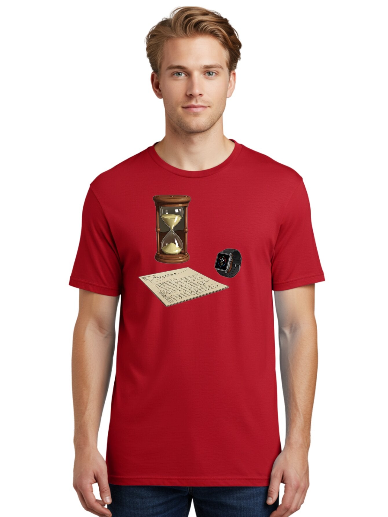 Hourglass-Watch-Letter Men'S Graphic Tee, 100% Cotton, Comfortable Casual Summer Wear, Machine Washable, Vintage Camera, Old Camera, Antique Camera, Black Camera, Classic Photography, Photography Equipment, Nostalgic Device, Film Camera, Bag597 21