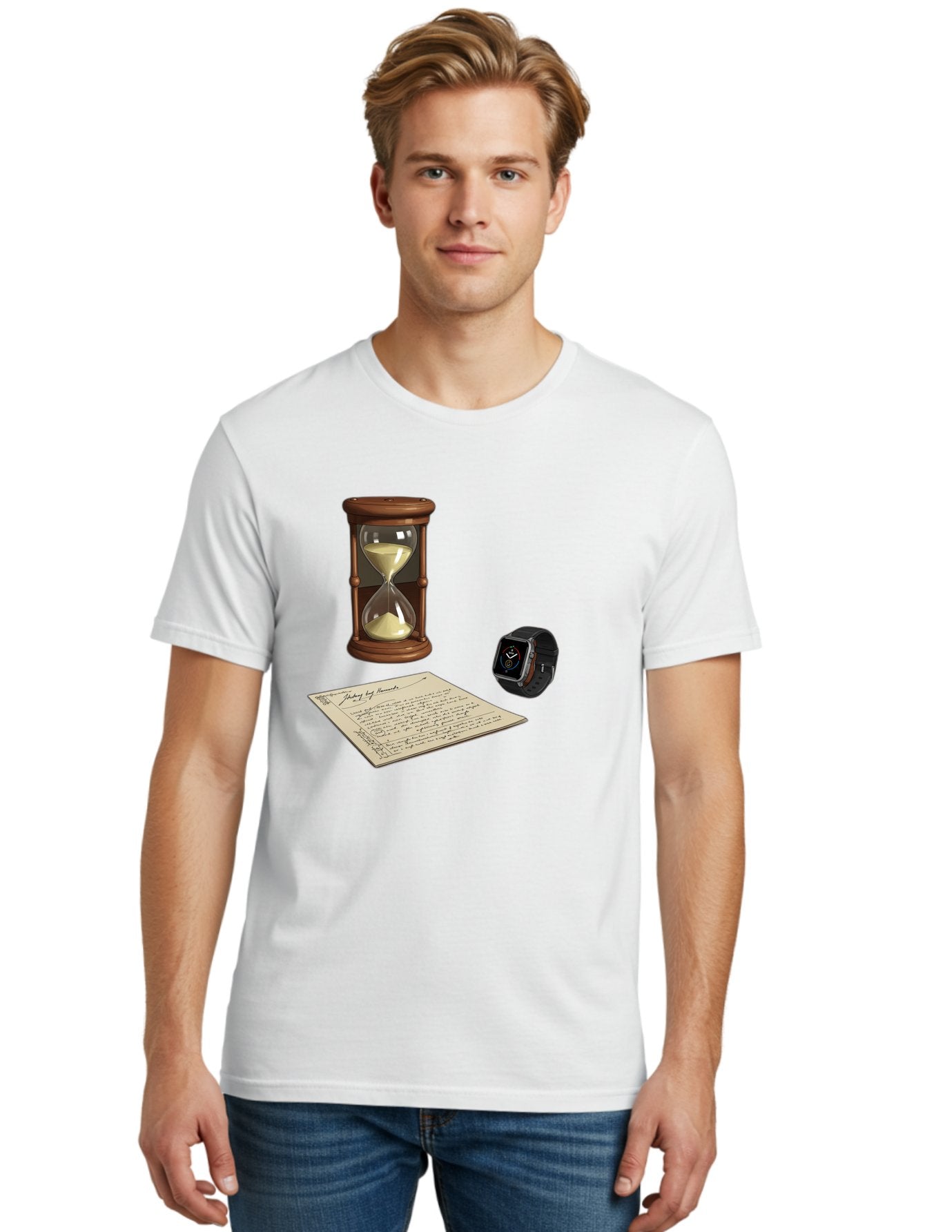 Hourglass-Watch-Letter Men'S Graphic Tee, 100% Cotton, Comfortable Casual Summer Wear, Machine Washable, Vintage Camera, Old Camera, Antique Camera, Black Camera, Classic Photography, Photography Equipment, Nostalgic Device, Film Camera, Bag597 22