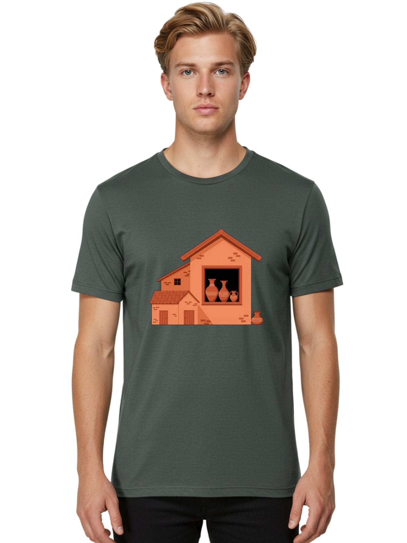 House-With-Vases Men'S Graphic Tee, 100% Cotton, Comfortable Casual Summer Wear, Machine Washable, Vintage Camera, Old Camera, Antique Camera, Black Camera, Classic Photography, Photography Equipment, Nostalgic Device, Film Camera, Camera Art Bag599 24