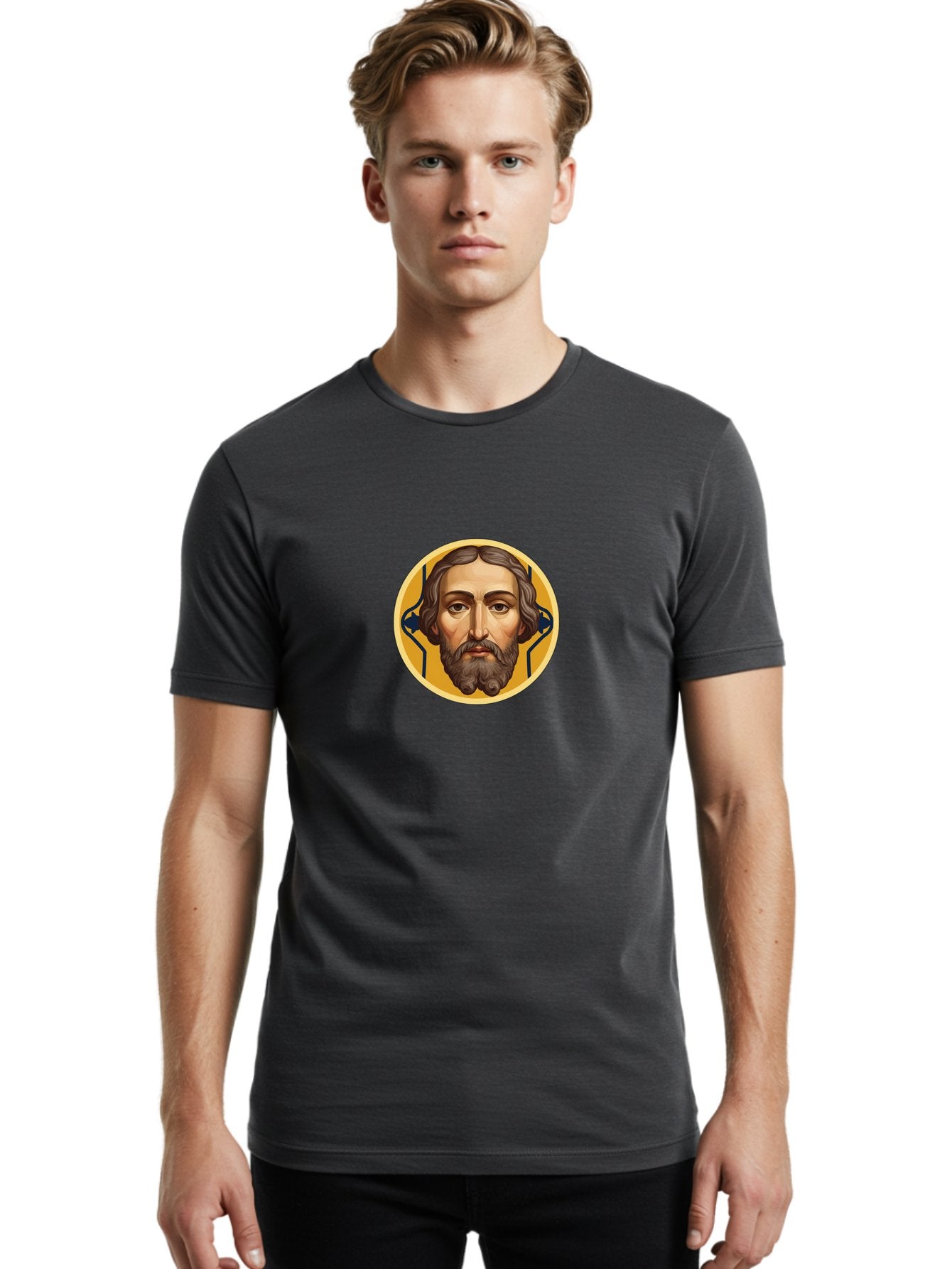 Jesus-Christ-Icon Men'S Graphic Tee, 100% Cotton, Comfortable Casual Summer Wear, Machine Washable, Vintage Camera, Old Camera, Antique Camera, Black Camera, Classic Photography, Photography Equipment, Nostalgic Device, Film Camera, Camera Art Bag622 18