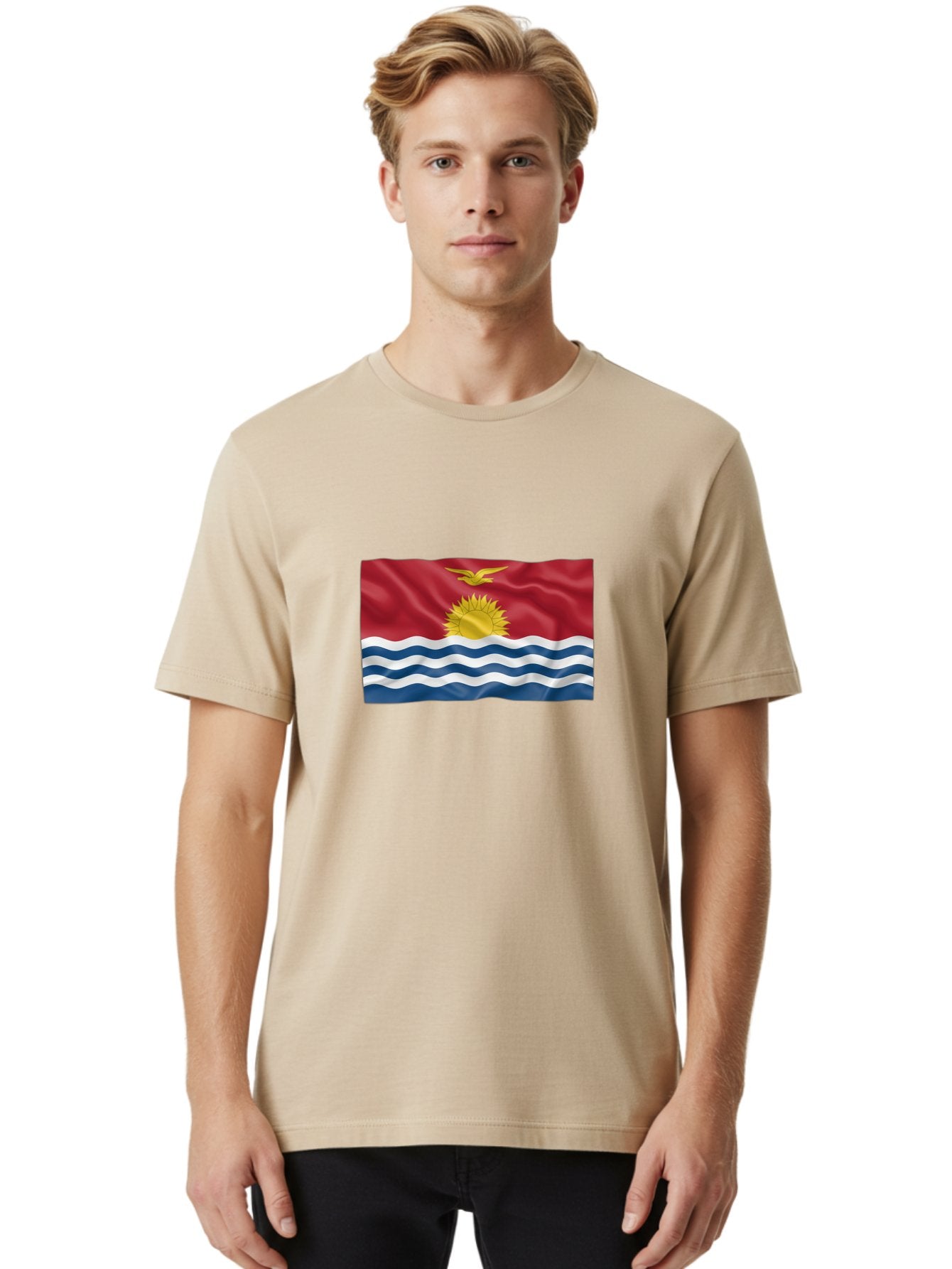 Kiribati-Flag-2 Men'S Graphic Tee, 100% Cotton, Comfortable Casual Summer Wear, Machine Washable, Vintage Camera, Old Camera, Antique Camera, Black Camera, Classic Photography, Photography Equipment, Nostalgic Device, Film Camera, Camera Art Bag644 20