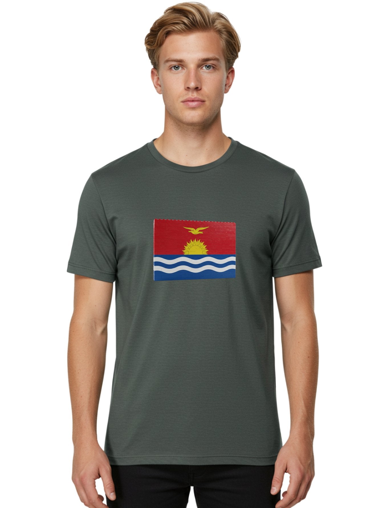 Kiribati-Flag-5 Men'S Graphic Tee, 100% Cotton, Comfortable Casual Summer Wear, Machine Washable, Vintage Camera, Old Camera, Antique Camera, Black Camera, Classic Photography, Photography Equipment, Nostalgic Device, Film Camera, Camera Art Bag647 30