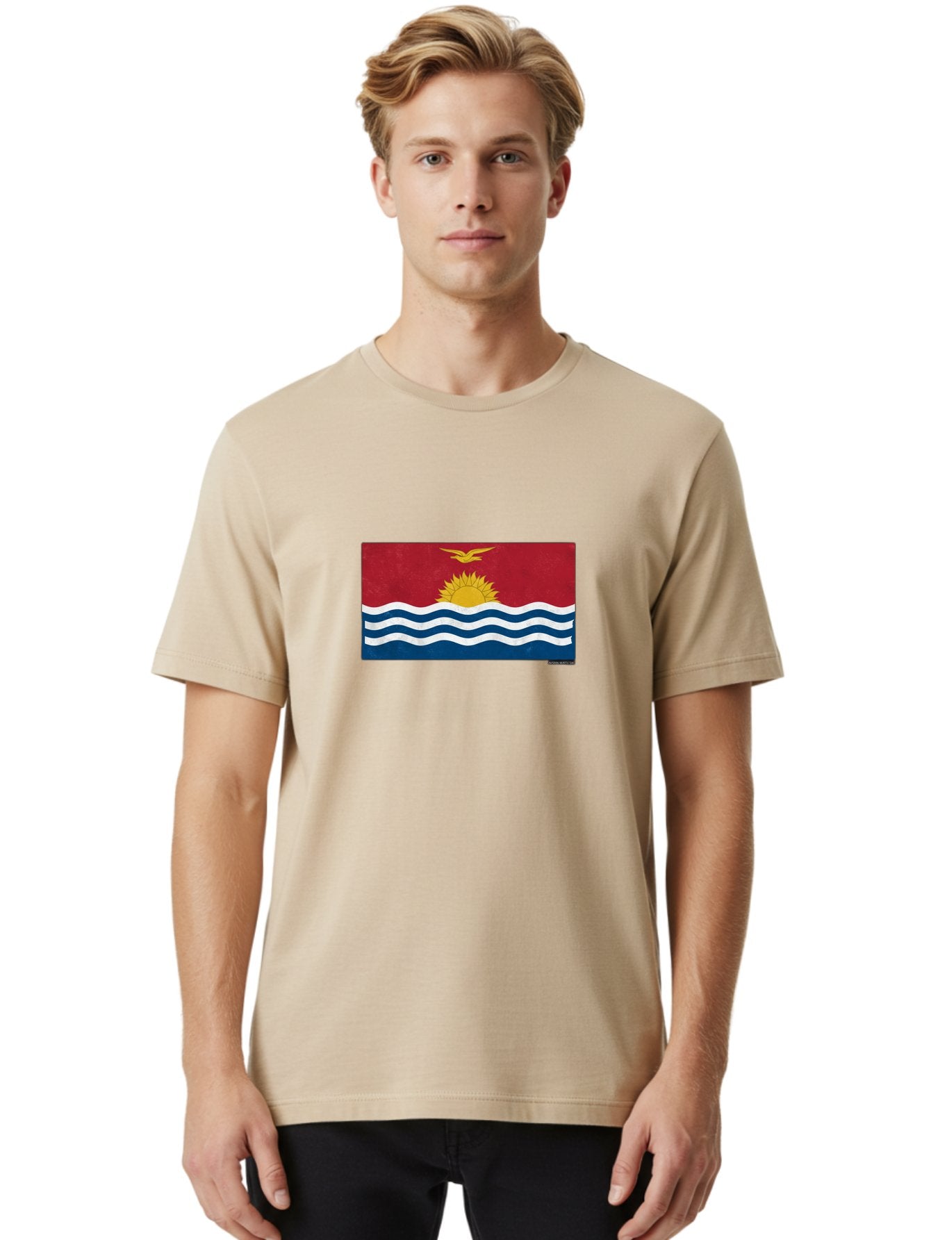 Kiribati-Flag-7 Men'S Graphic Tee, 100% Cotton, Comfortable Casual Summer Wear, Machine Washable, Vintage Camera, Old Camera, Antique Camera, Black Camera, Classic Photography, Photography Equipment, Nostalgic Device, Film Camera, Camera Art Bag649 27