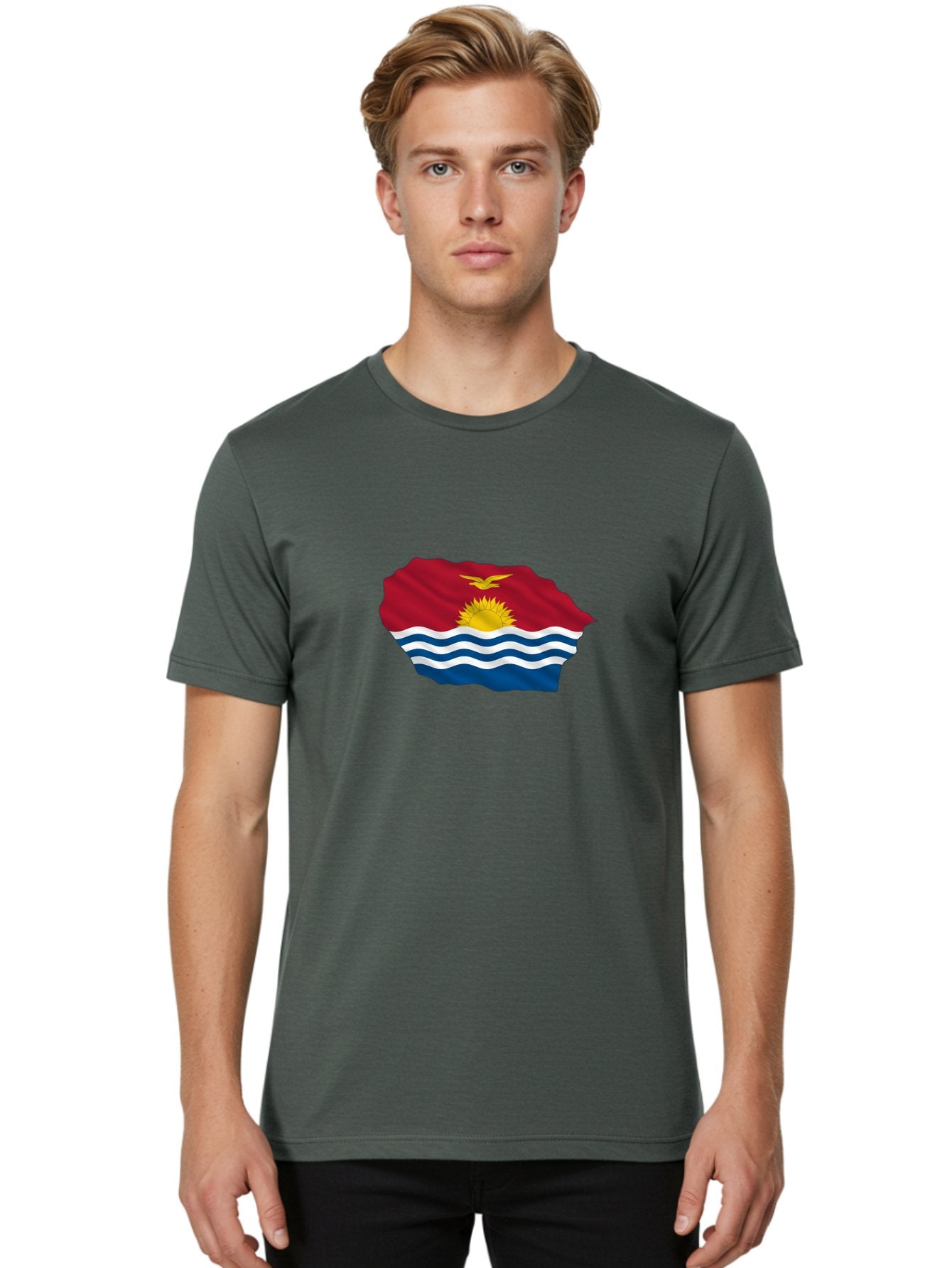 Kiribati-Flag-9 Men'S Graphic Tee, 100% Cotton, Comfortable Casual Summer Wear, Machine Washable, Vintage Camera, Old Camera, Antique Camera, Black Camera, Classic Photography, Photography Equipment, Nostalgic Device, Film Camera, Camera Art Bag651 19