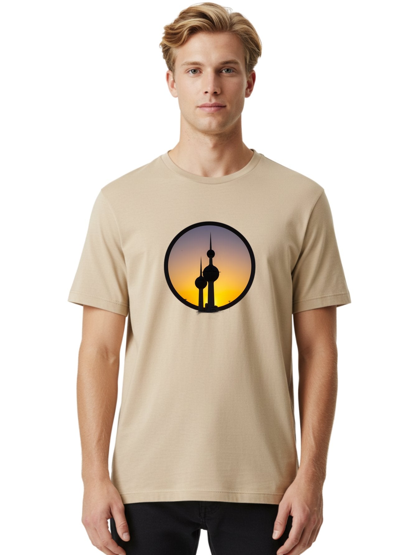 Kuwait-Towers-4 Men'S Graphic Tee, 100% Cotton, Comfortable Casual Summer Wear, Machine Washable, Vintage Camera, Old Camera, Antique Camera, Black Camera, Classic Photography, Photography Equipment, Nostalgic Device, Film Camera, Camera Art Bag671 17