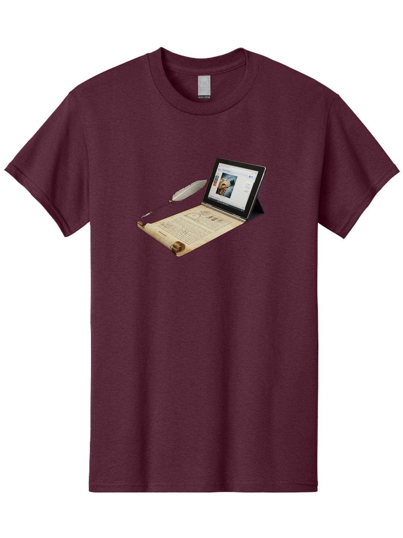 Laptop-Emerging-From-Scroll-With-Quill-Pen Men'S Graphic Tee, 100% Cotton, Comfortable Casual Summer Wear, Machine Washable, Vintage Camera, Old Camera, Antique Camera, Black Camera, Classic Photography, Photography Equipment, Bag679 12